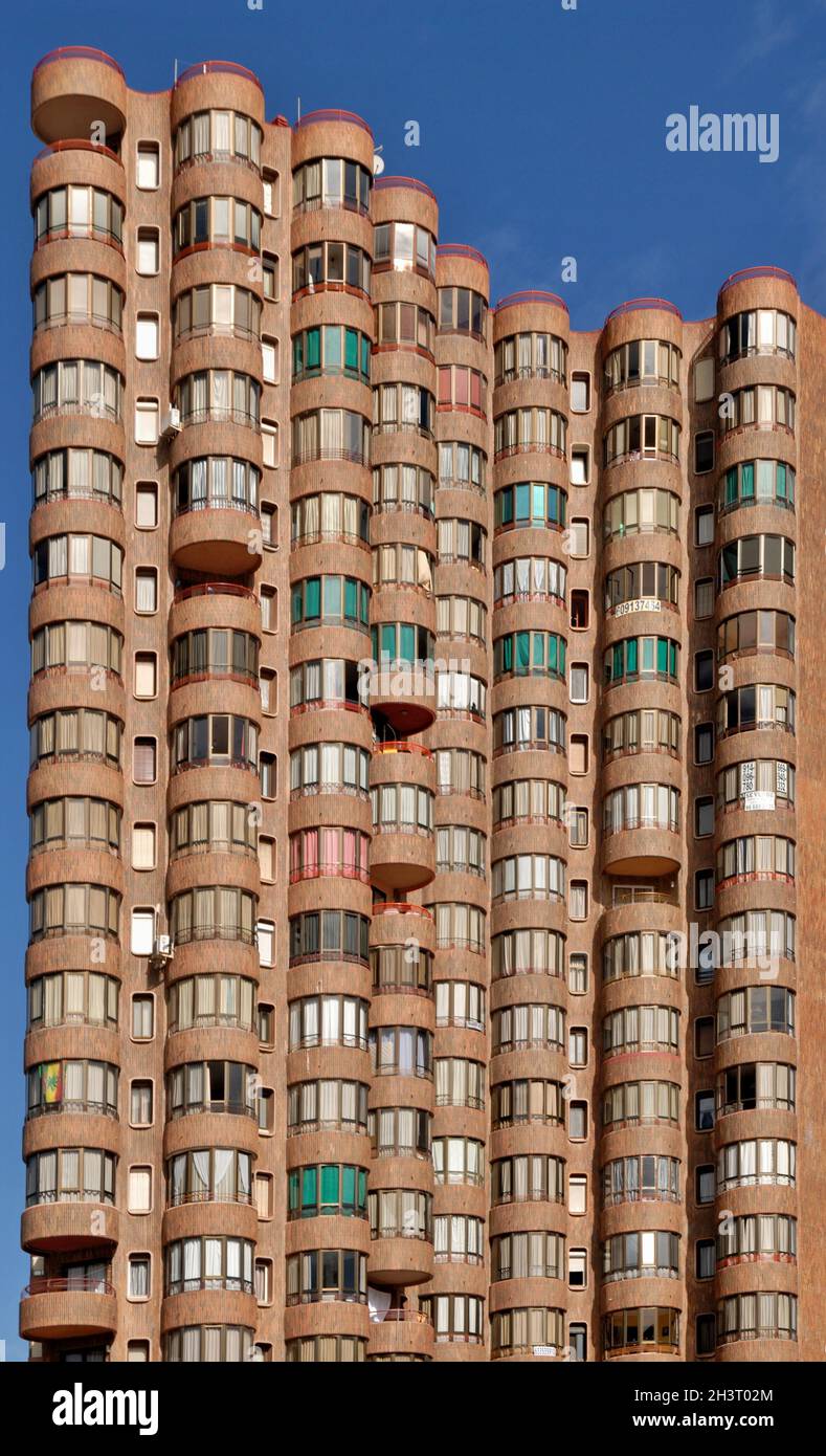 Hochhausarchitektur in Benidorm, Alicante - Spanien Stockfoto