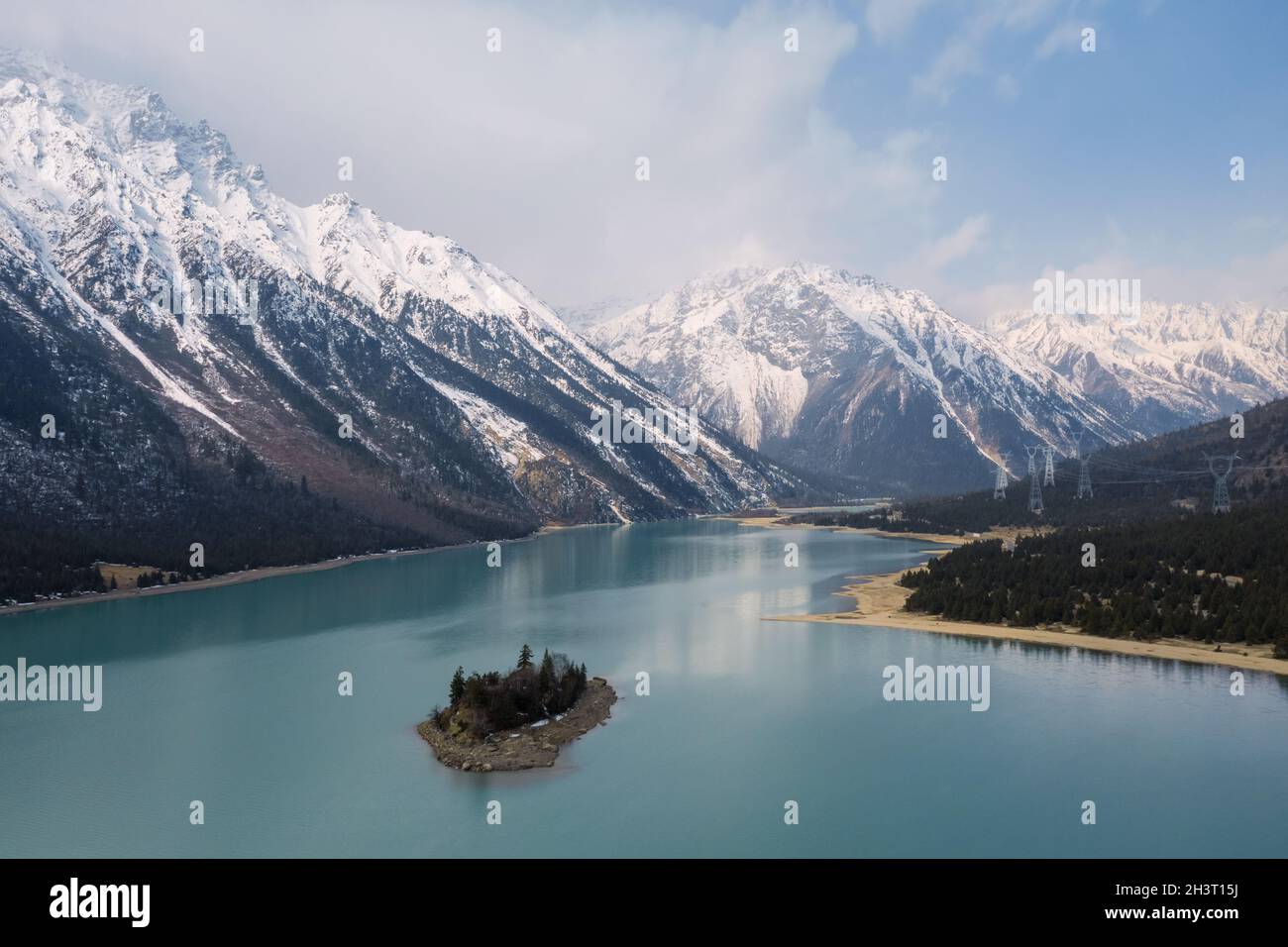 Luftaufnahme der Ranwu Seenlandschaft in Tibet Stockfoto