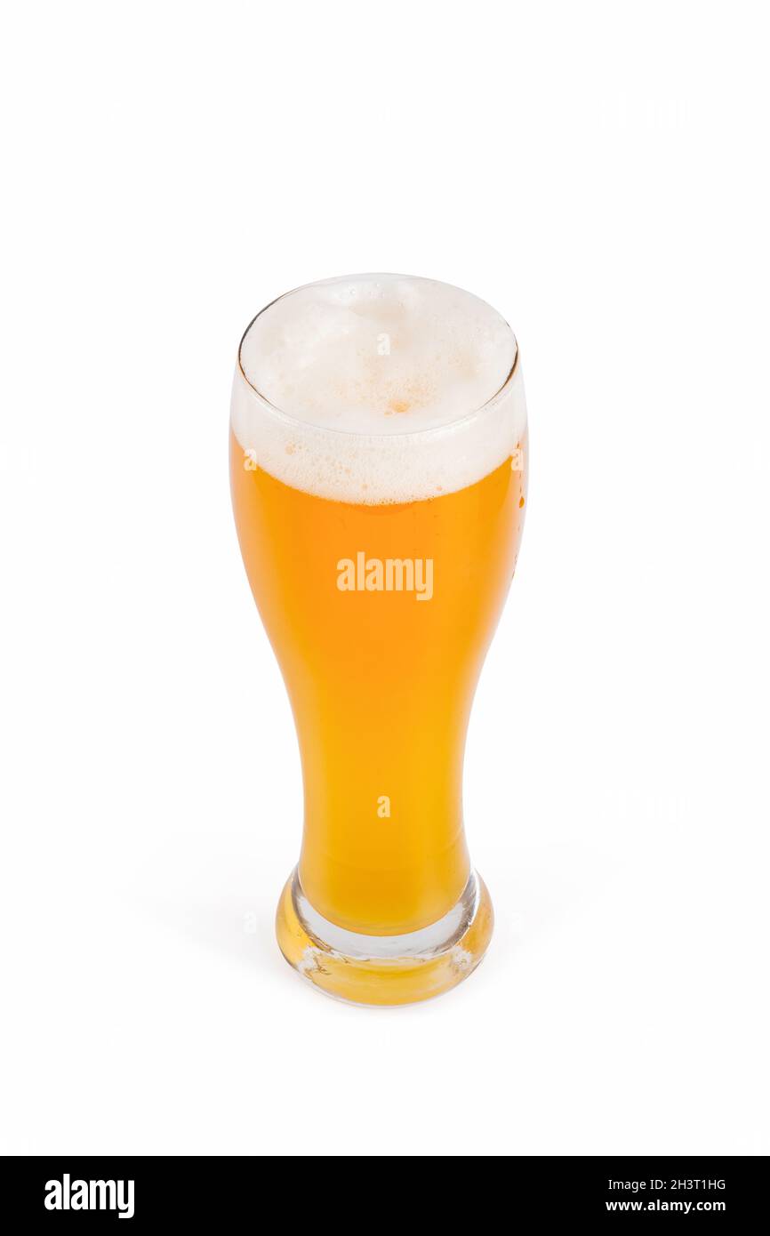 Ein Glas Bier isoliert, Schneideweg Stockfoto