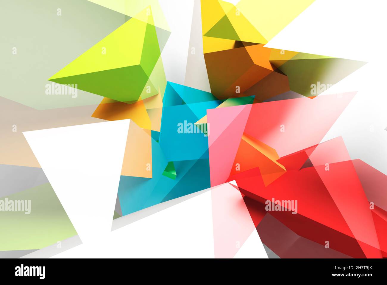 Abstrakt bunten low-Poly Hintergrund, digitale Grafik-Design-Vorlage mit doppelter Belichtung Effekt. 3d-Renderdarstellung Stockfoto