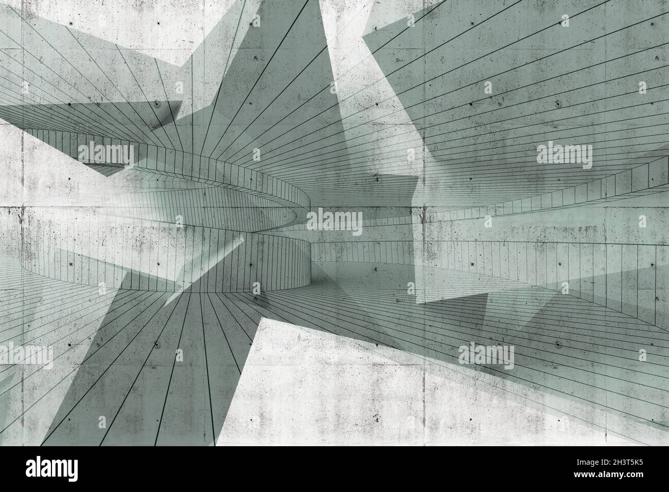 Abstrakter geometrischer Hintergrund, parametrisches Drahtrahmen-Muster mit konkreter Textur, 3d-Rendering-Illustration Stockfoto