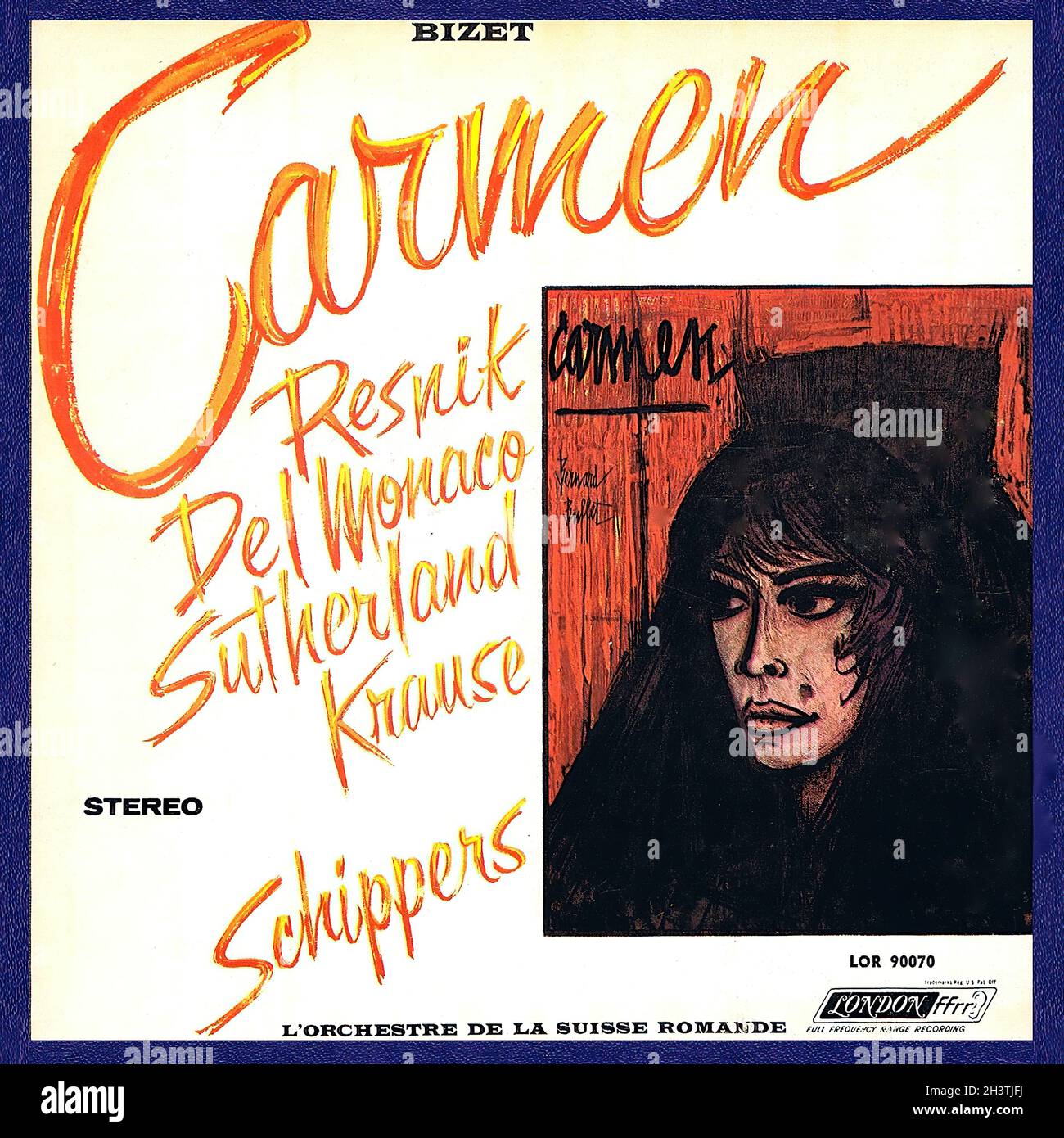 Bizet Carmen - Resnik del Monaco Schippers London R2R - Klassische Musik Vintage Vinyl Schallplatte Stockfoto