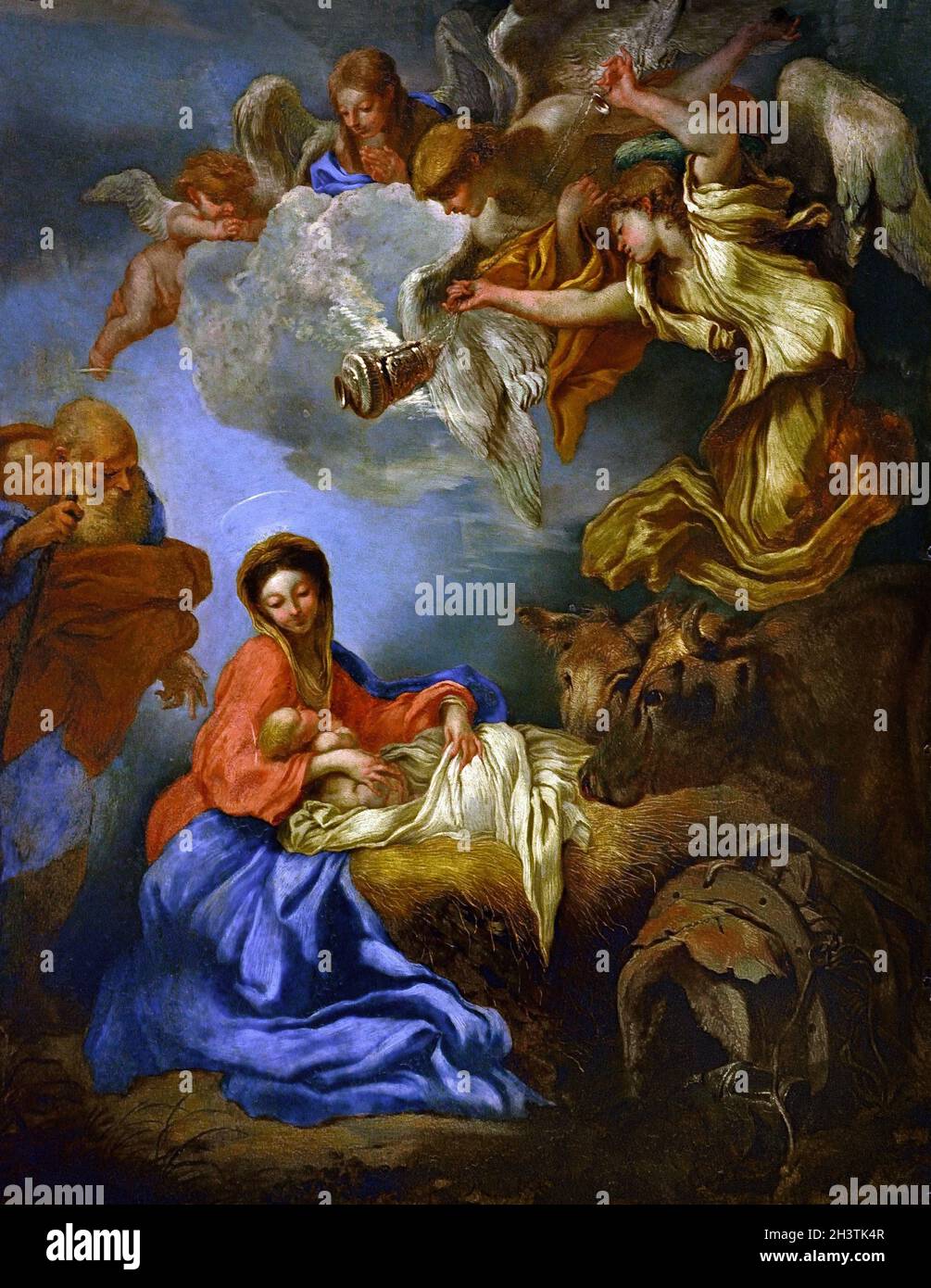 Geburt von Giovanni Benedetto Castiglione . 1609 - 1664 erste Hälfte des siebzehnten Jahrhunderts, Italien, Stockfoto