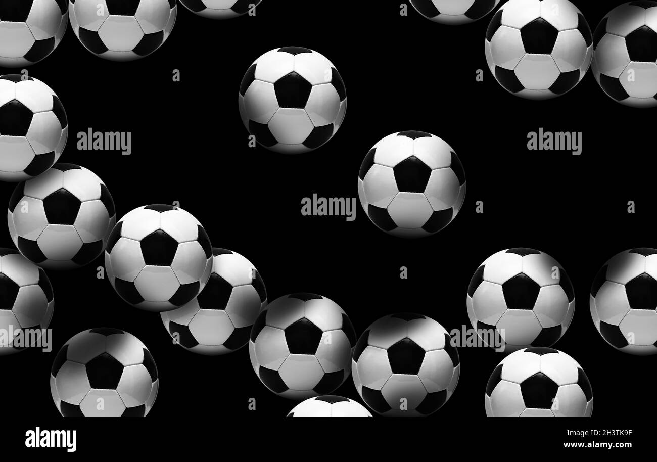 Fußball auf dem grünen Spielplatz. Fußballkonzept Stockfoto