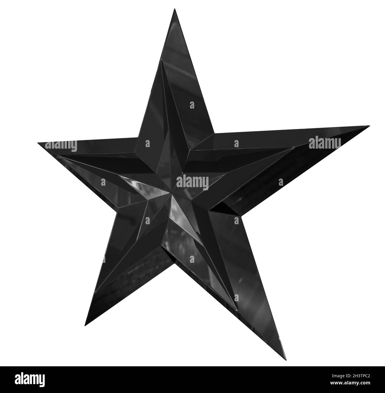 5-Punkt-Stern - Weihnachtsstern - schwarz einzeln isoliert auf weißem Hintergrund - 3d-Rendering Stockfoto
