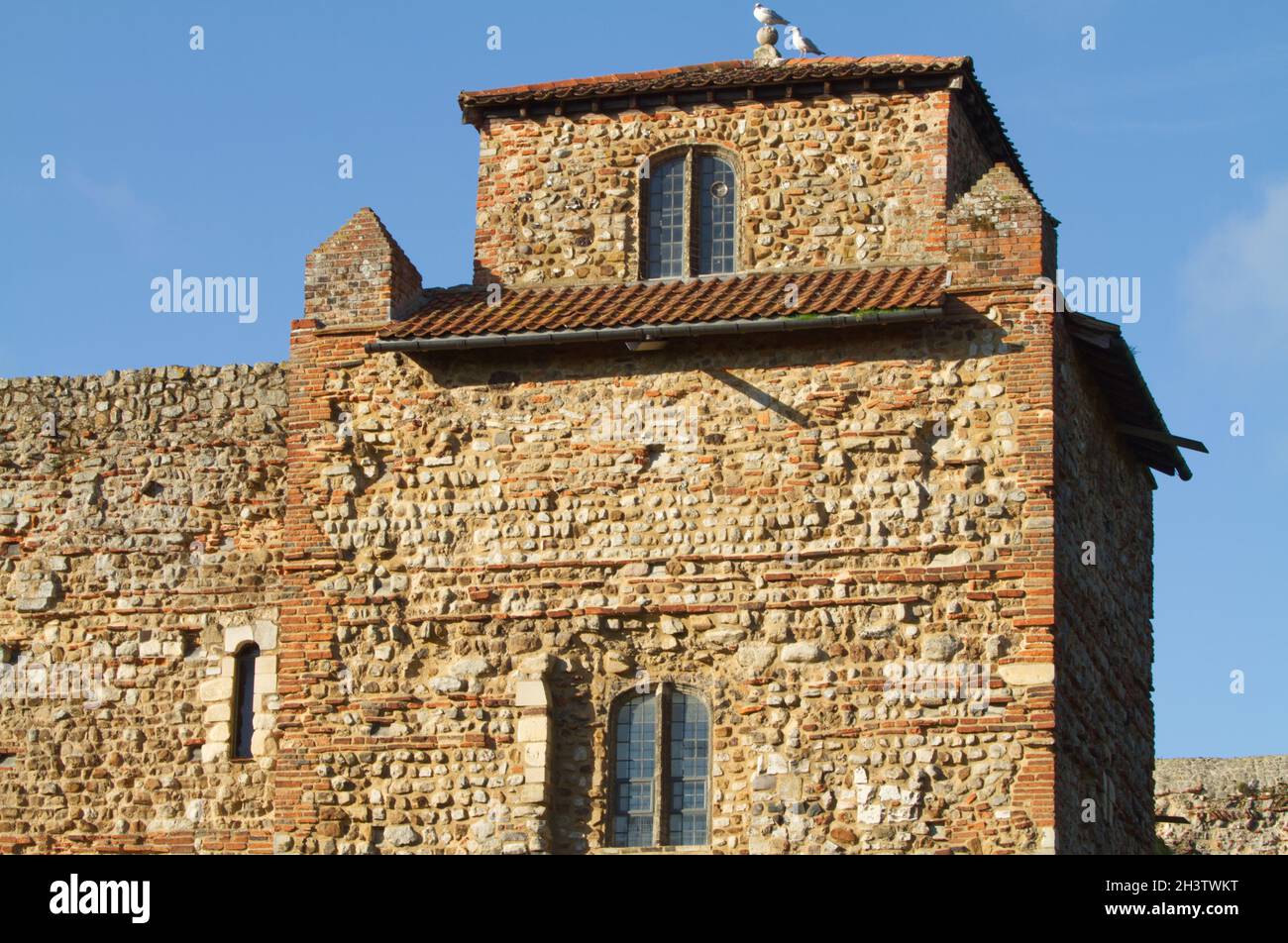 Nordöstliche Ecke von Colchester Castle in Essex Stockfoto