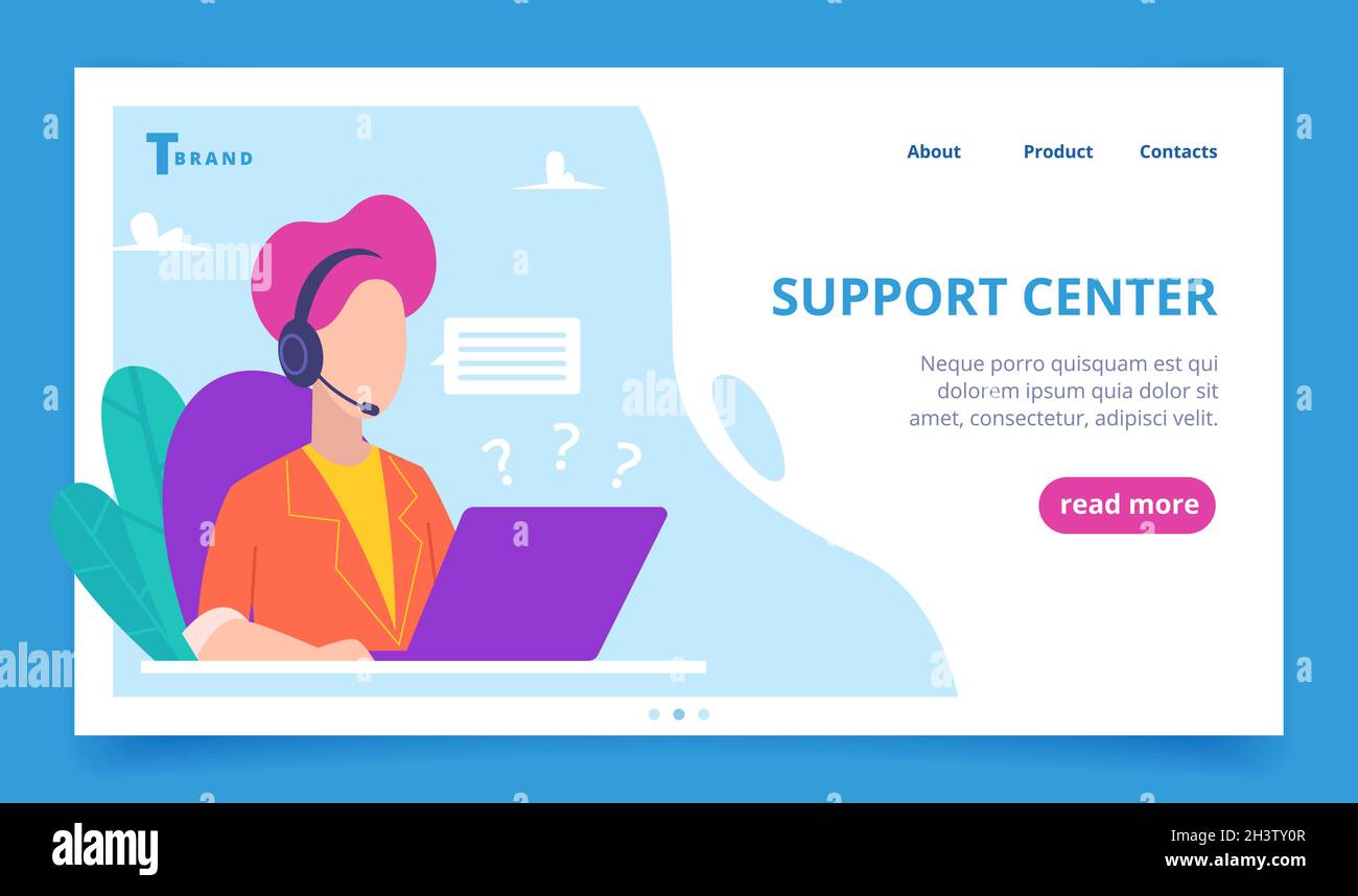 Support-Service-Landung. Web-Business-Seite Person sprechen Telefon digitalen Kunden Vektor-Vorlage Stock Vektor