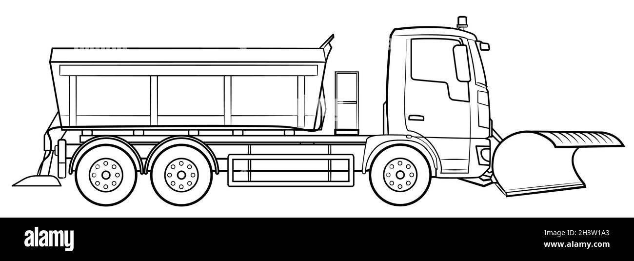 Schneepflug LKW - Vektor-Abbildung eines Fahrzeugs. Stock Vektor