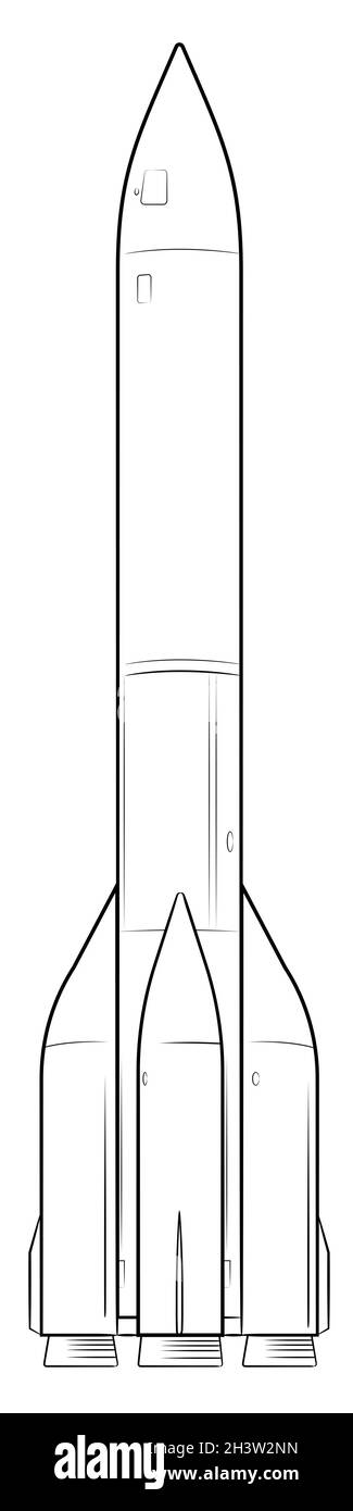 Weltraumrakete - Vektordarstellung eines Fahrzeugs. Stock Vektor