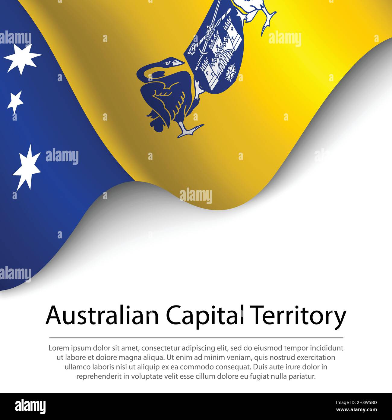 Die winkende Flagge des Australian Capital Territory ist ein Bundesstaat Australiens auf weißem Hintergrund. Banner- oder Ribbon-Vektorvorlage Stock Vektor