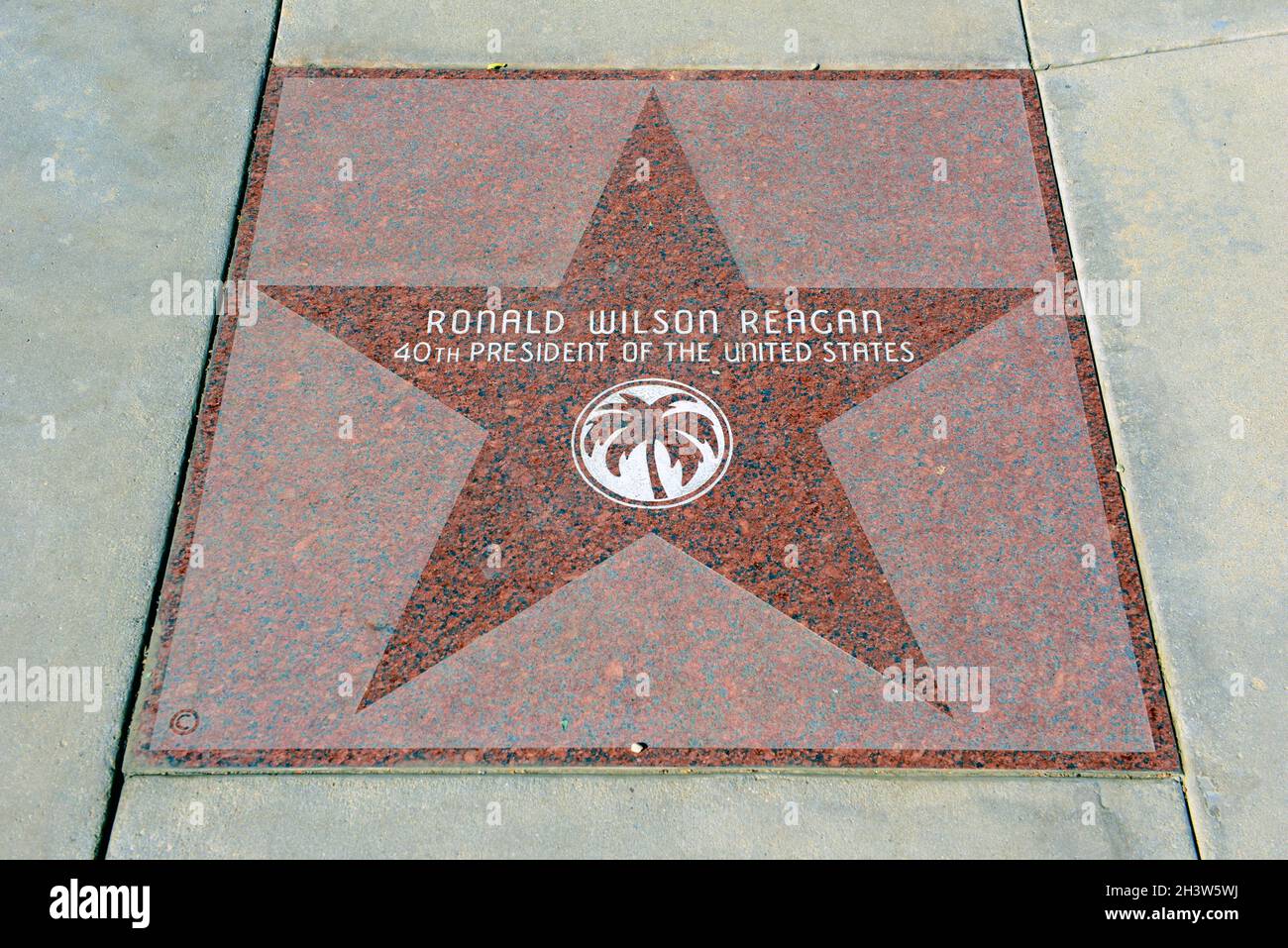 Palm Springs Sidewalk Star gewidmet Ronald Reagan, 40. Präsident Stockfoto