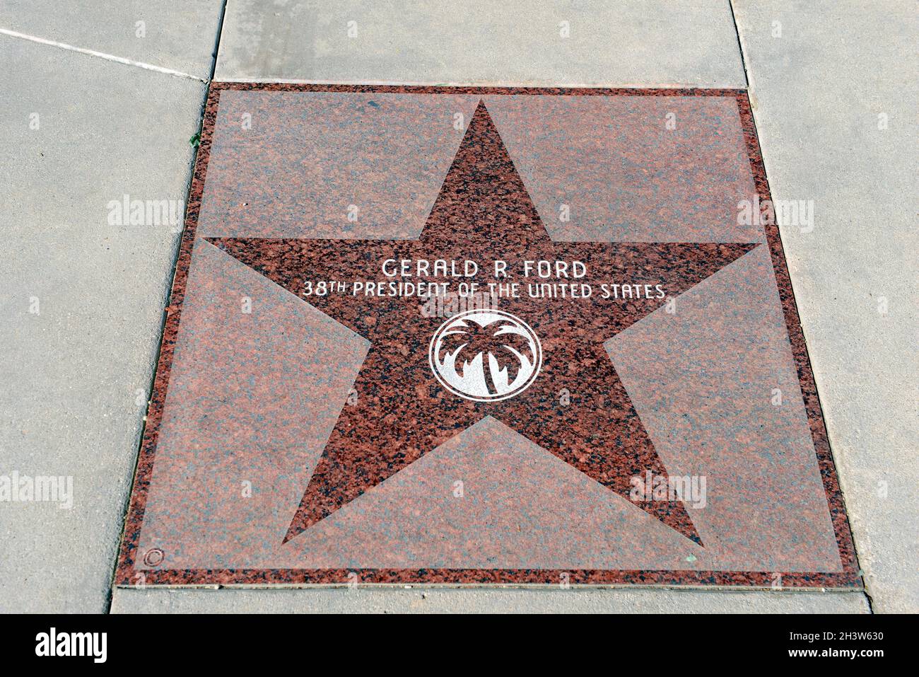 Palm Springs Sidewalk Star gewidmet Gerald Ford, 38. Präsident Stockfoto