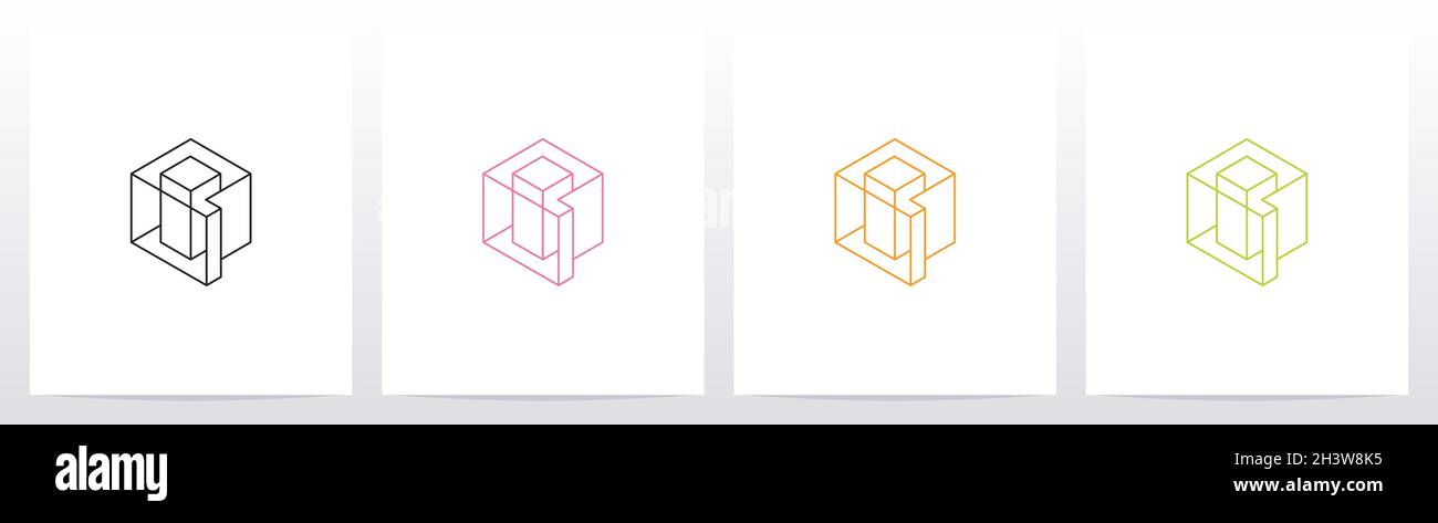 Kubisches Drahtmodell Buchstabe Logo Design Q Stock Vektor