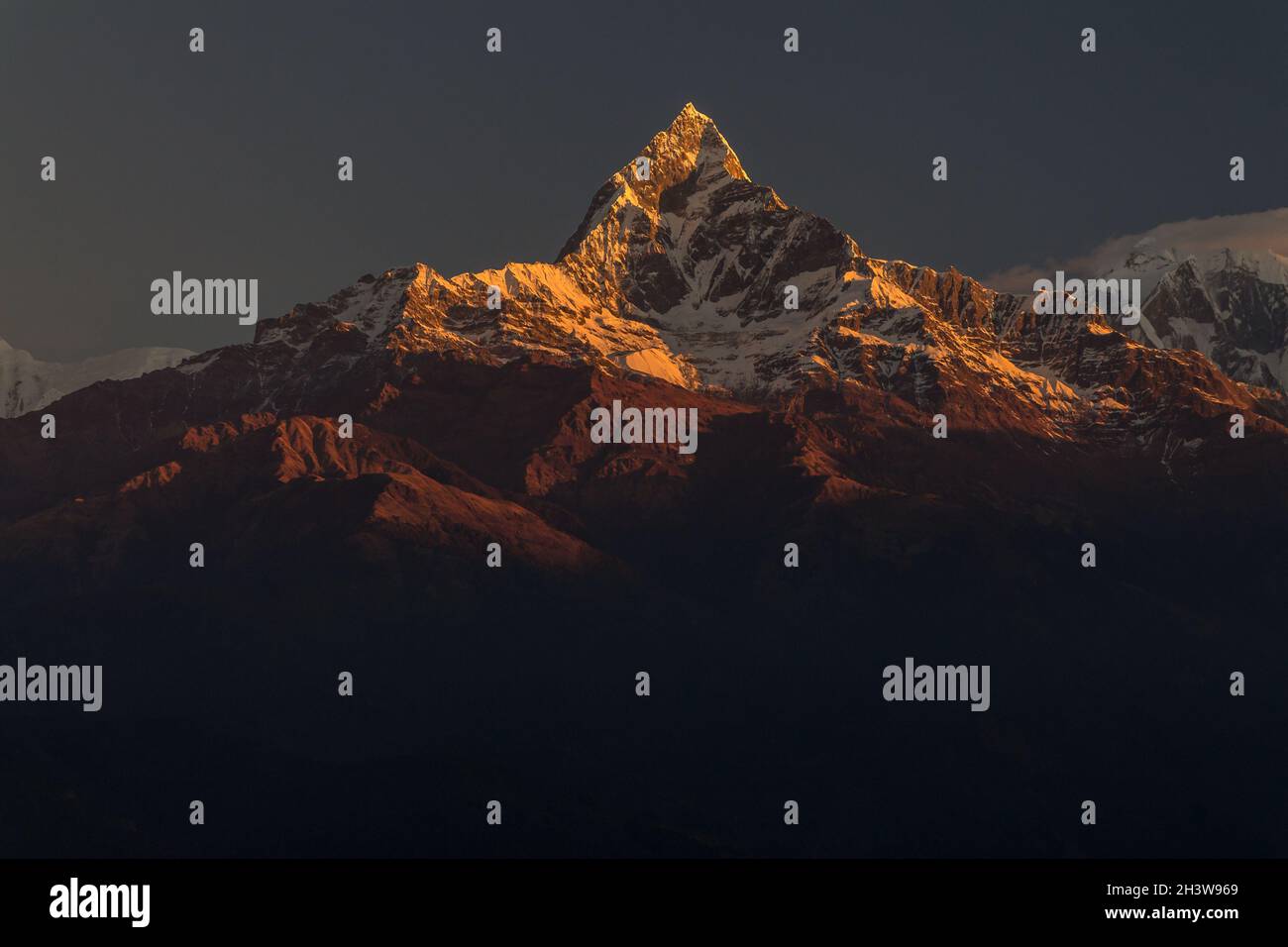 Machapuchare bei Sonnenaufgang Stockfoto
