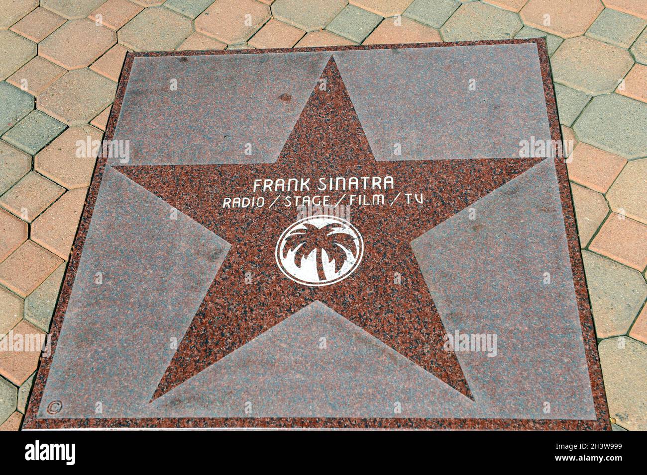 Palm Springs Sidewalk Star gewidmet Frank Sinatra Stockfoto