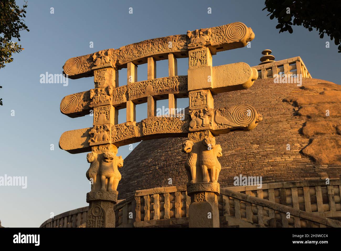 South Torana. Tolle Stupa im Sanchi. Madhya Pradesh, Indien Stockfoto