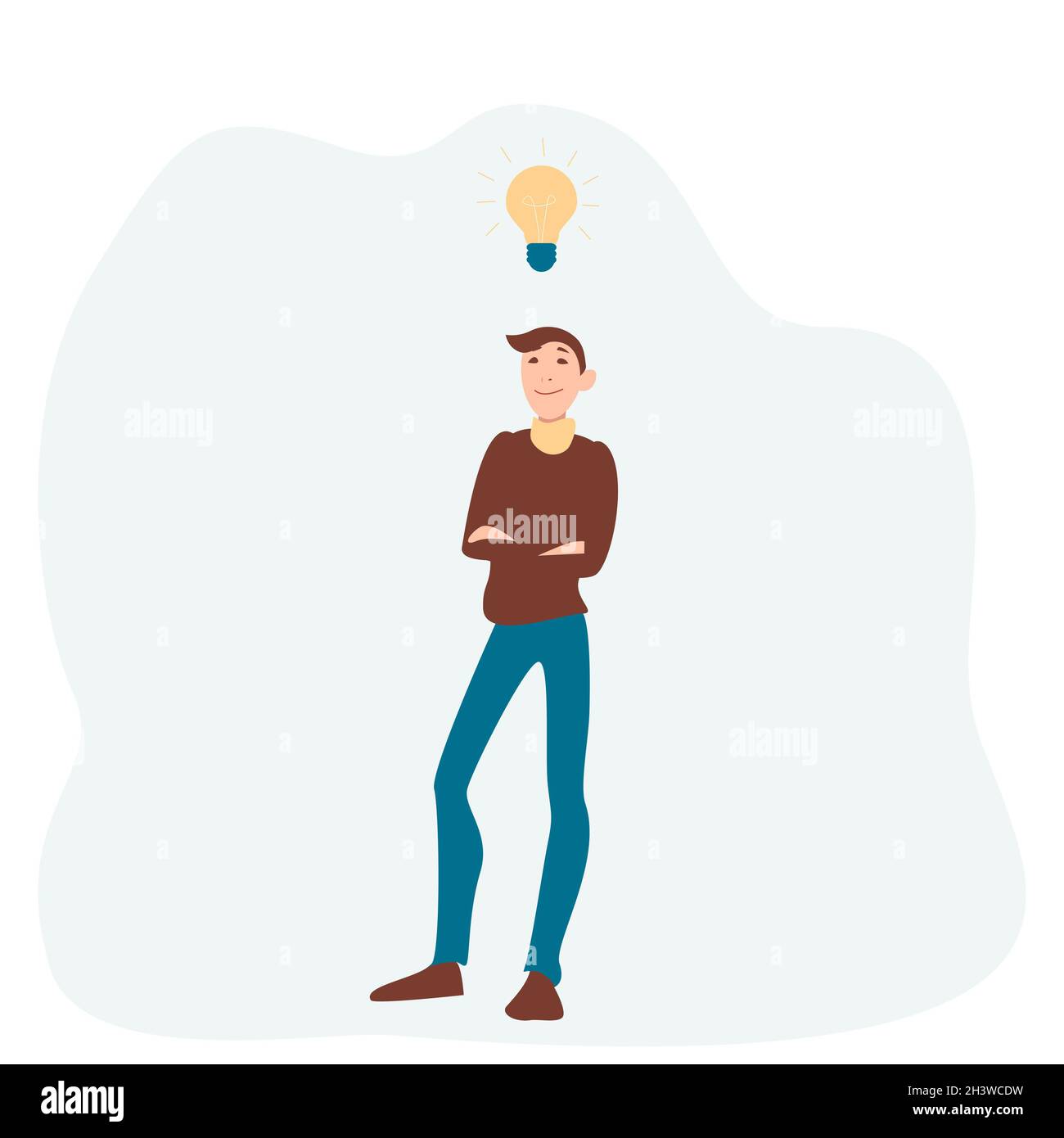 Der Geschäftsmann wurde von einer genialen Idee besucht - Vector Stockfoto