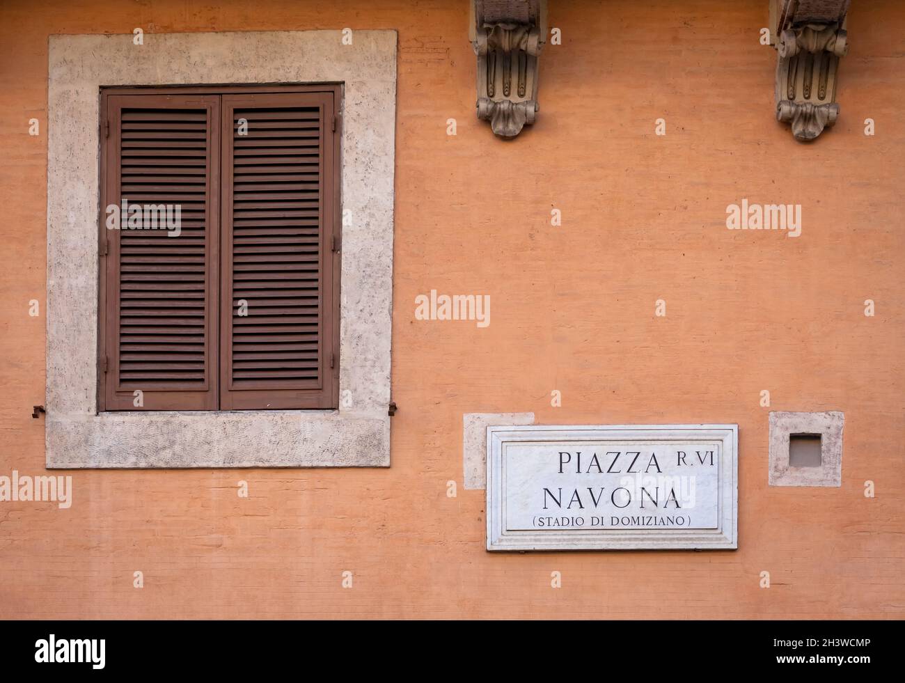 Piazza Navona (Navona's Square) in Rom, Italien, Straßenschild Stockfoto