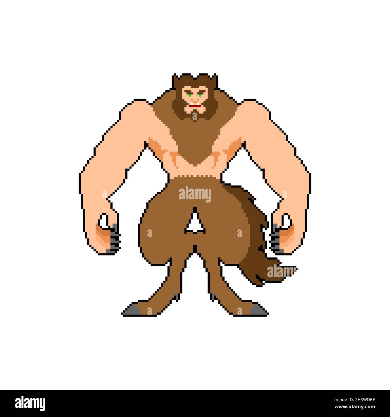 Werwolf Pixel Art. Verpixeltes werwolf Monster. 8-Bit-Wolfman-Monstrosity-Vektorgrafik Stock Vektor