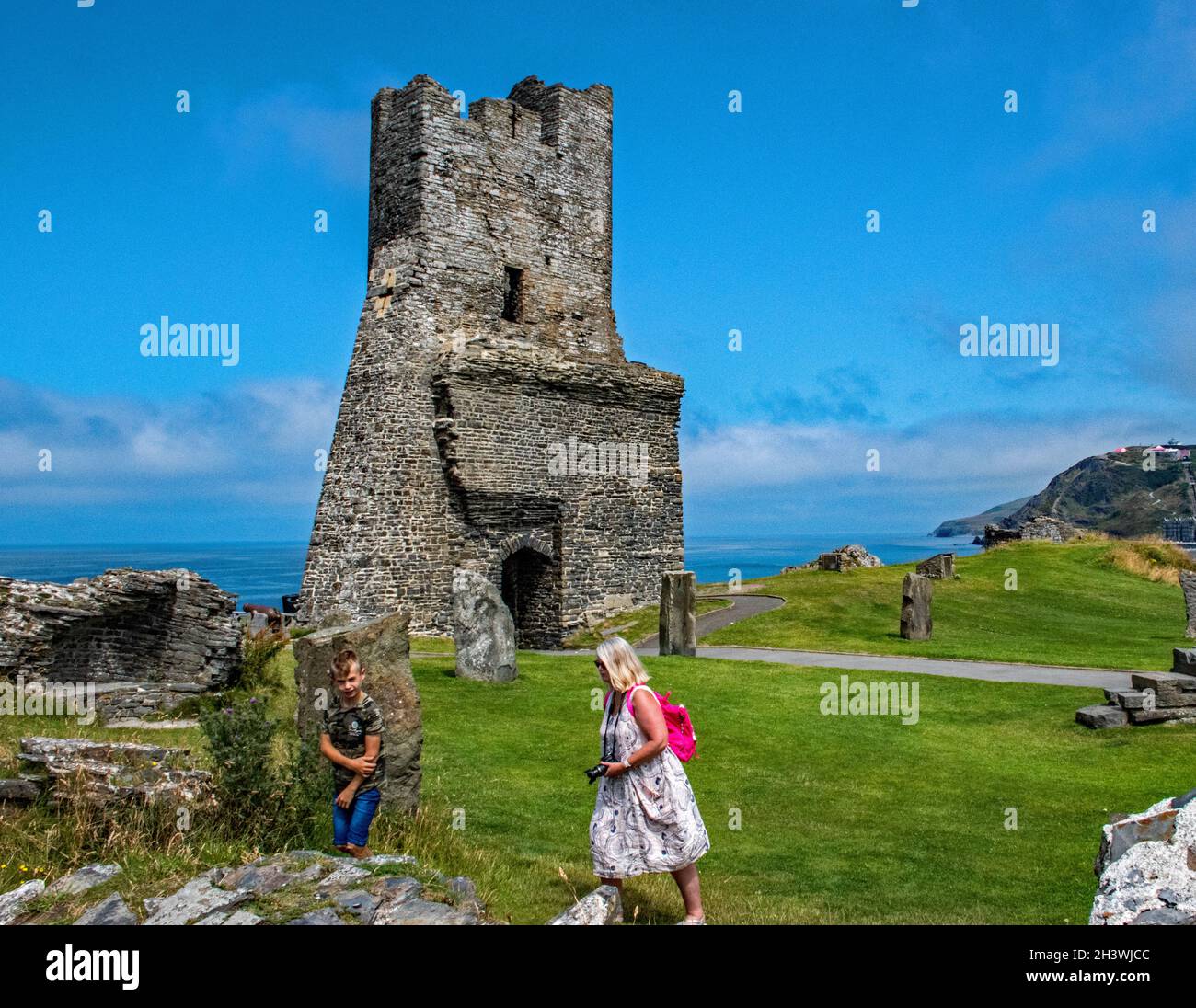 Aberystwyth Castle, das Nordtor im Inneren. Stockfoto