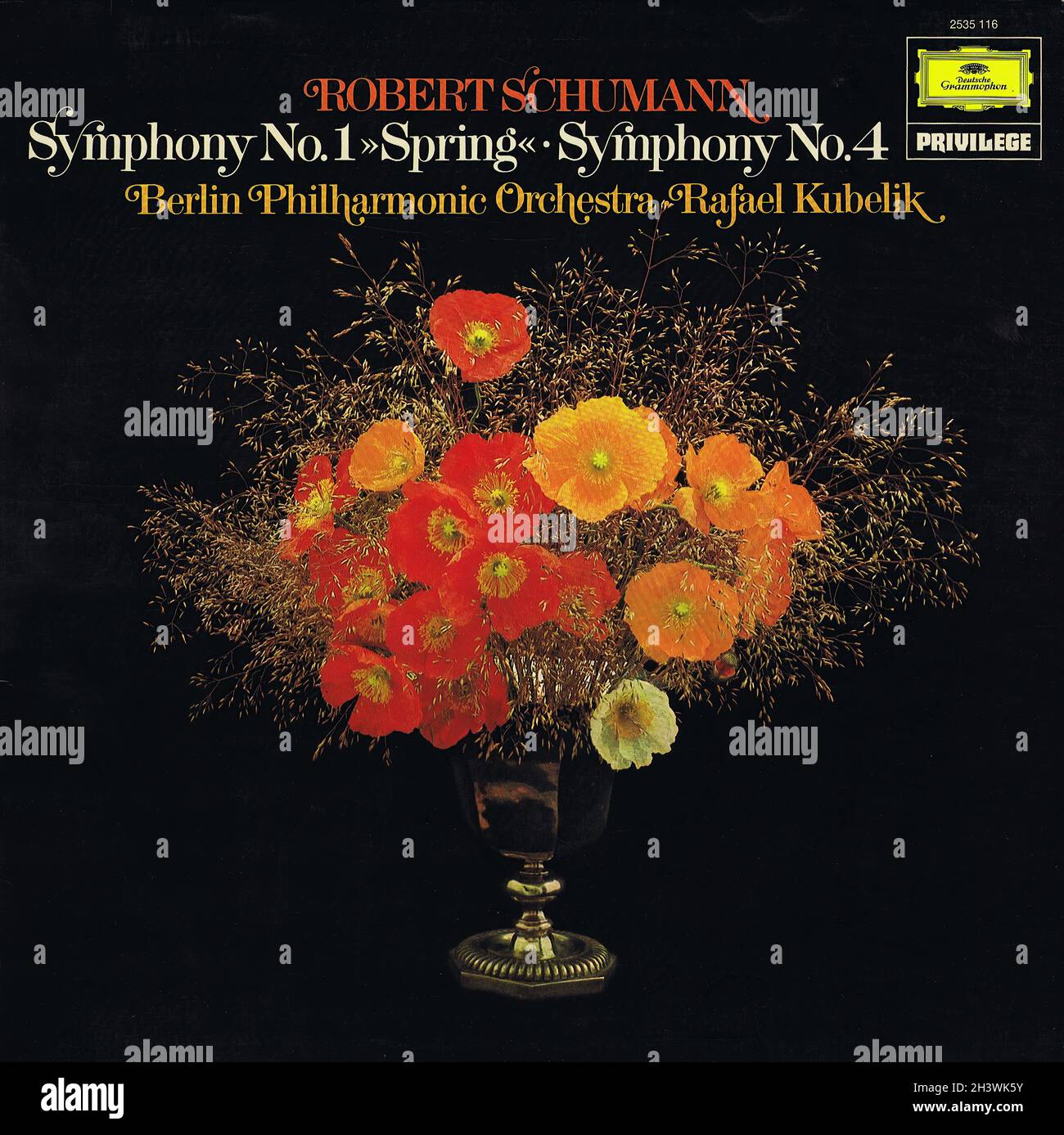 Schumann Sinfonien 1 & 4 - Kubelik BPO Deutsche Grammophon Privilege - Klassische Musik Vintage Vinyl Schallplatte Stockfoto