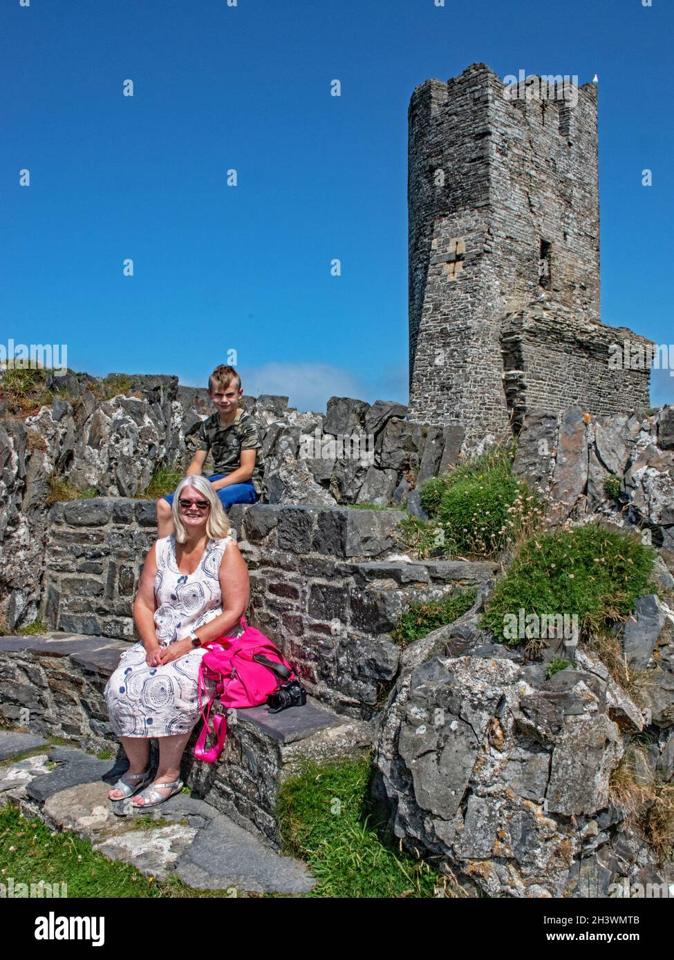 Aberystwyth Castle, das Nordtor im Inneren. Stockfoto
