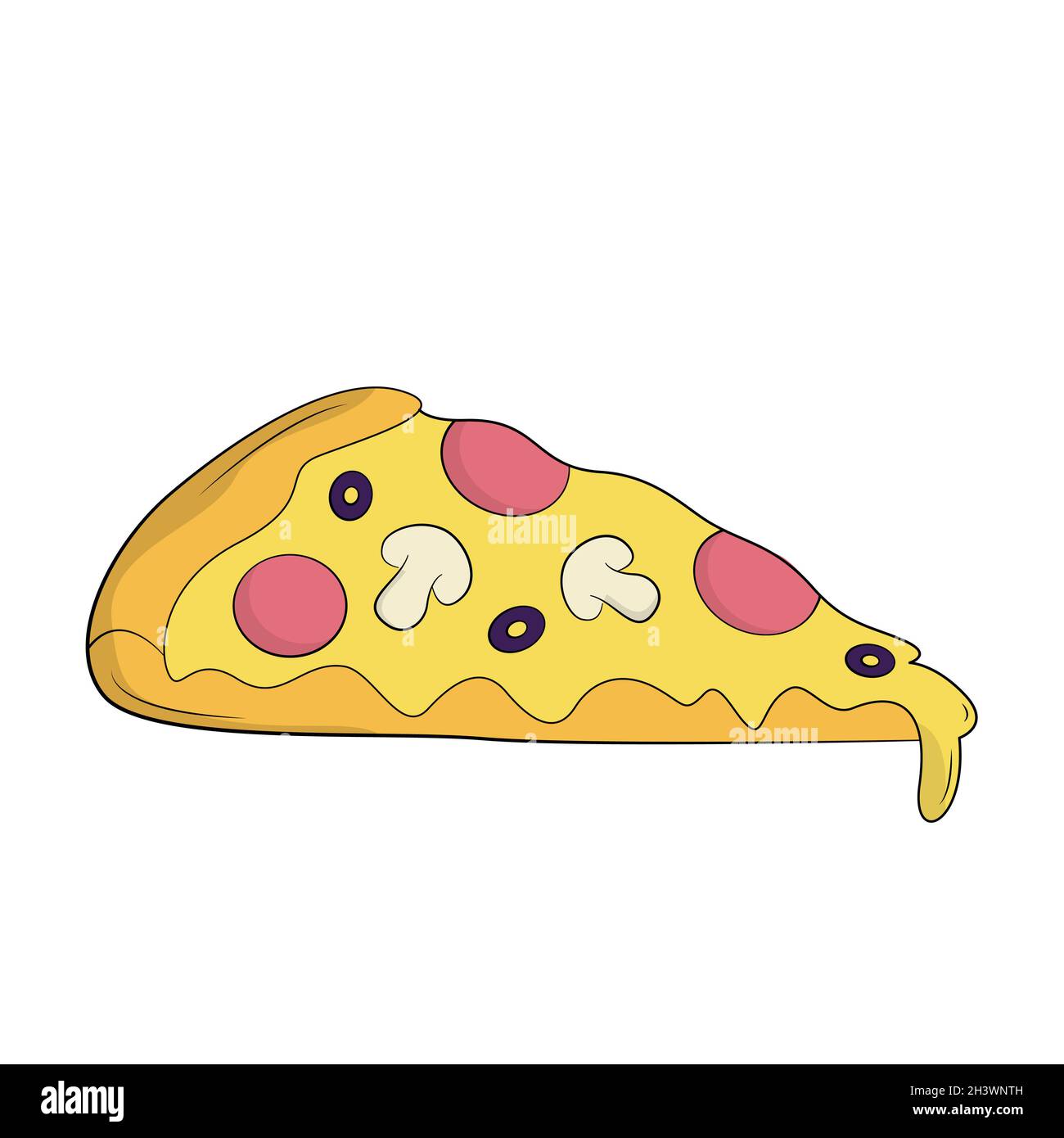 Realistische Pizza mit Pepperoni und verschiedenen Arten von Saucen und Käse - Vector Stockfoto