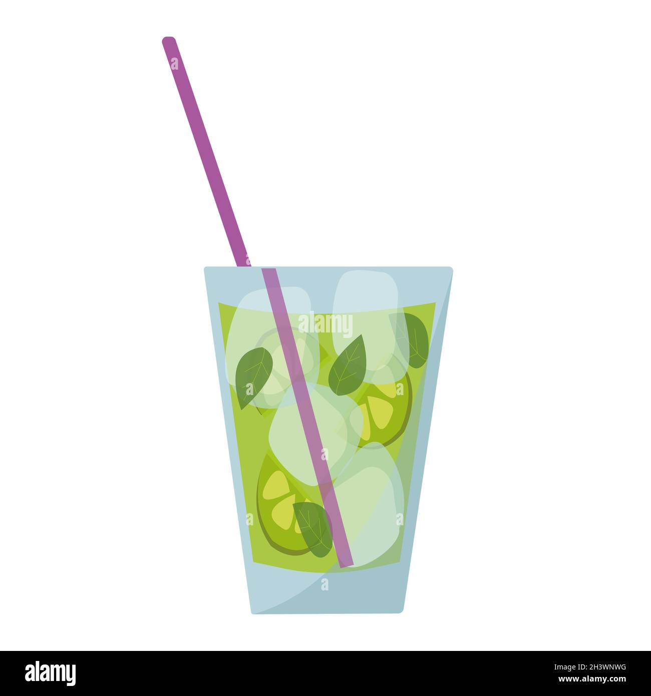 Realistisches Glas Limonade frisch auf weißem Hintergrund - Vector Stockfoto