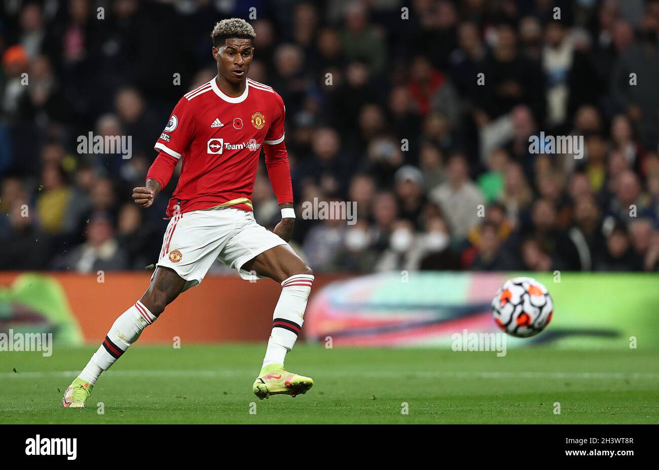 London, England, 30. Oktober 2021. Marcus Rashford von Manchester United erzielt beim Premier League-Spiel im Tottenham Hotspur Stadium, London, eine Punktezahl von 3-0. Bildnachweis sollte lauten: Paul Terry / Sportimage Stockfoto