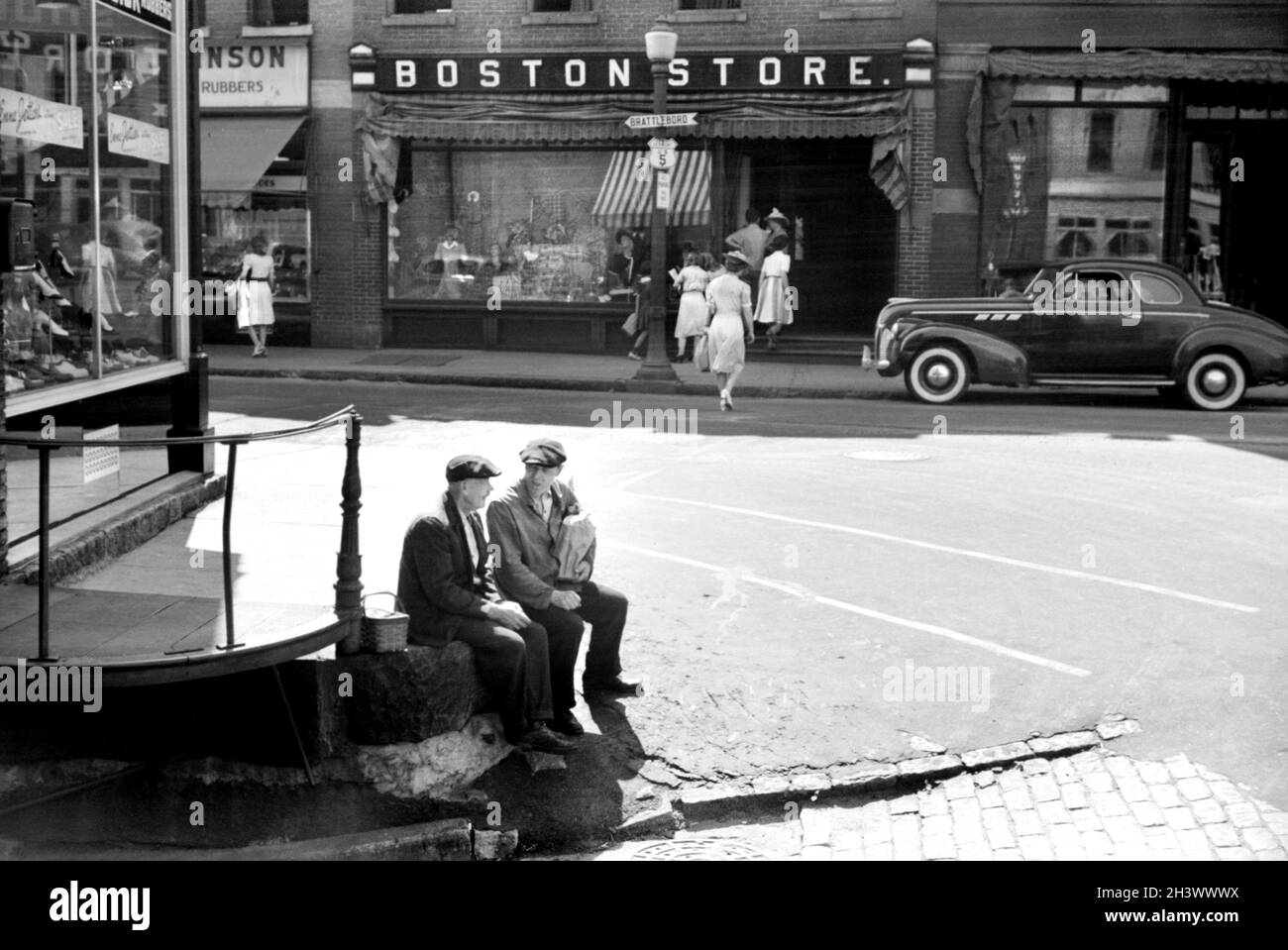 Straßenszene, Bellows Falls, Vermont, USA, Jack Delano, U.S. Farm Security Administration, Fotosammlung des US Office of war Information, August 1941 Stockfoto