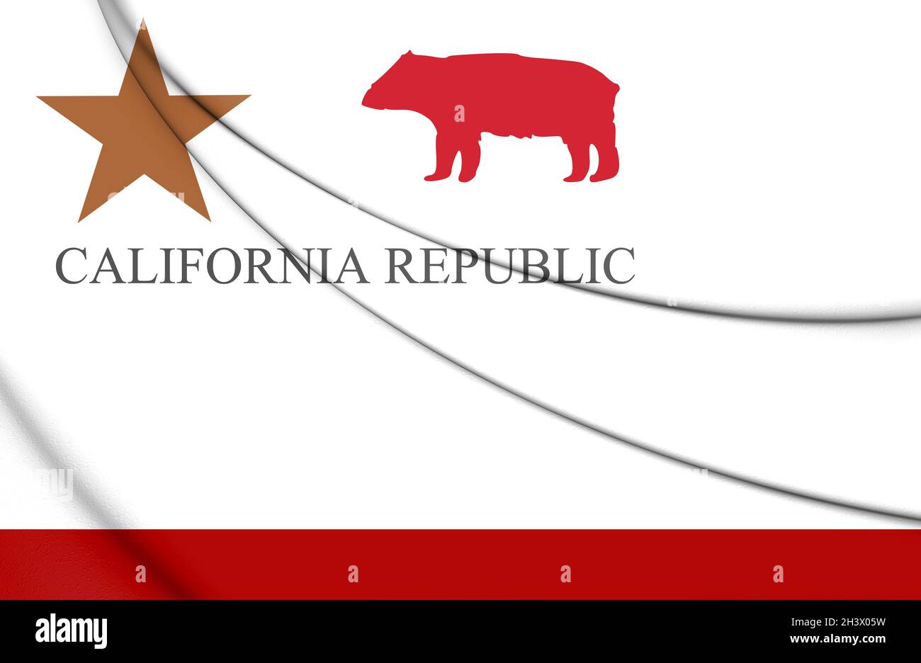 3D-Flagge der Republik Kalifornien. 3D-Illustration. Stockfoto