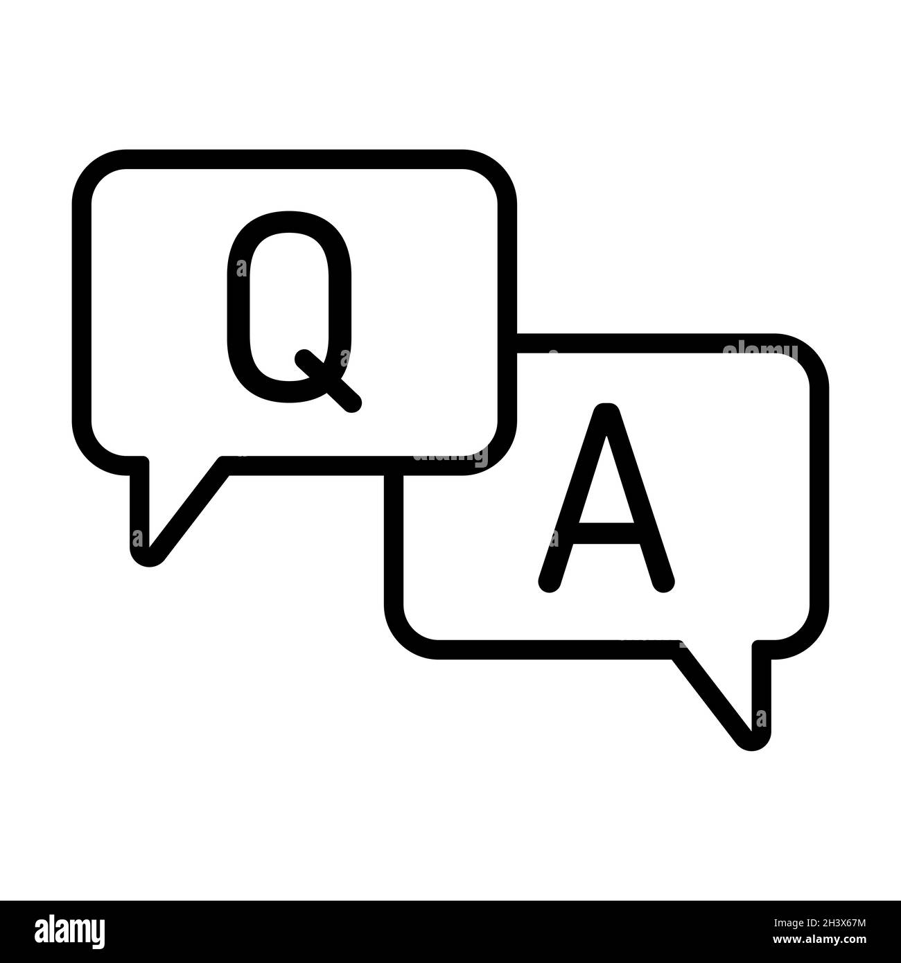 Q und A-Buchstaben. Symbol für Fragen und Antworten mit Sprechblase. Minimale Darstellung von dünnen Vektorgrafiken für häufig gestellte Fragen auf Websites Stock Vektor