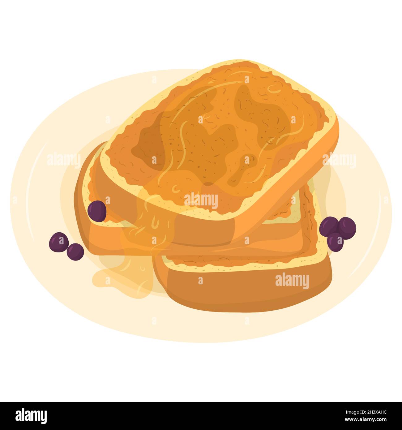 Cartoon-Illustration mit french Toast. Vektor handgezeichnete Grafik. Einzelkost isolierte Kunst Stock Vektor