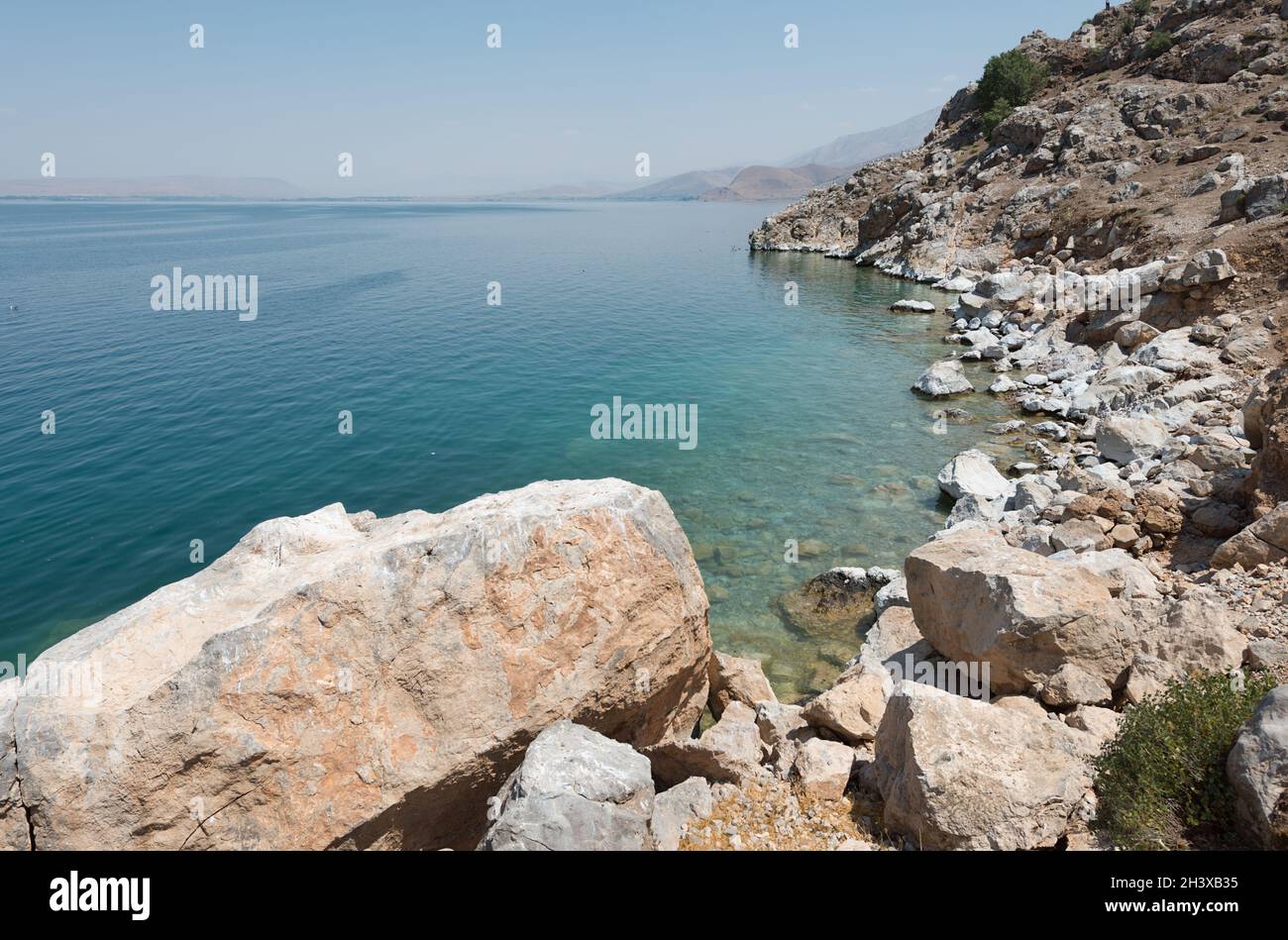 Bank von Akdamar Island in Lake Van, Türkei Stockfoto