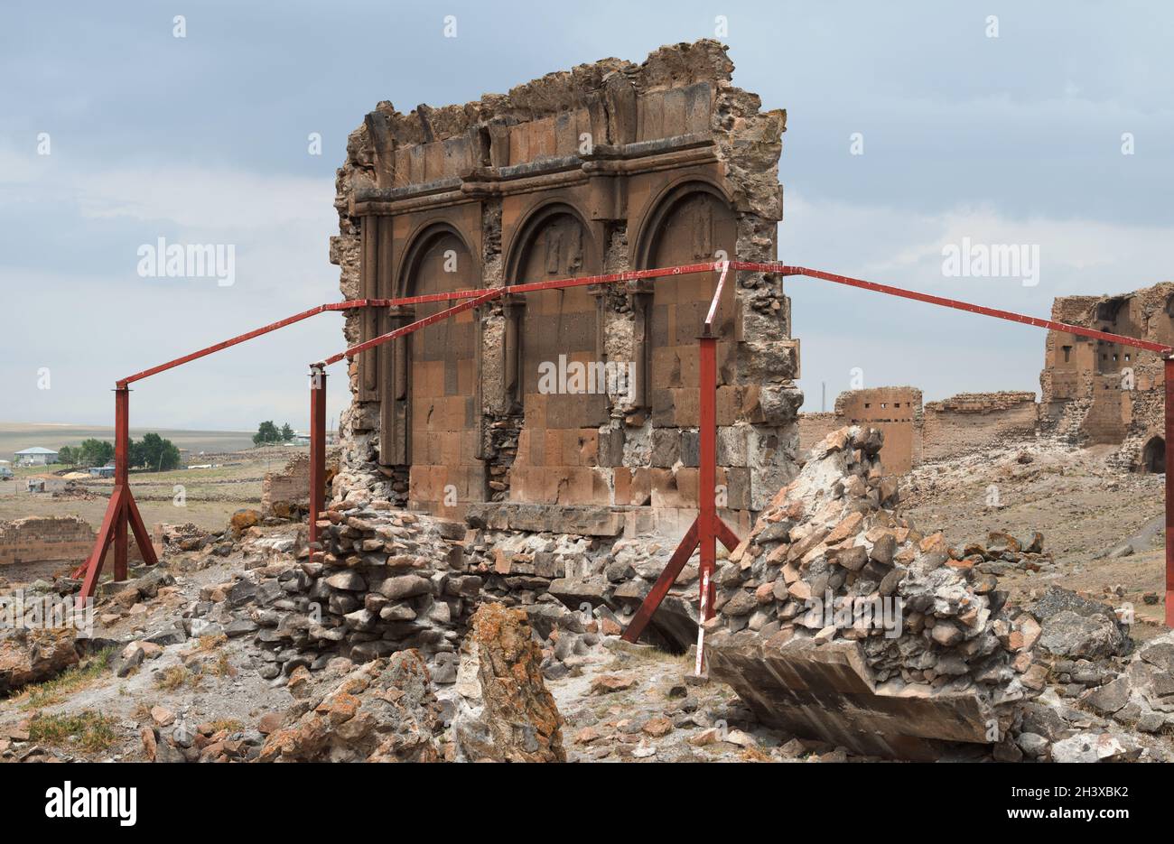 Stabilisierte Ruinen der georgischen Kirche in Ani, Provinz Kars, Türkei Stockfoto