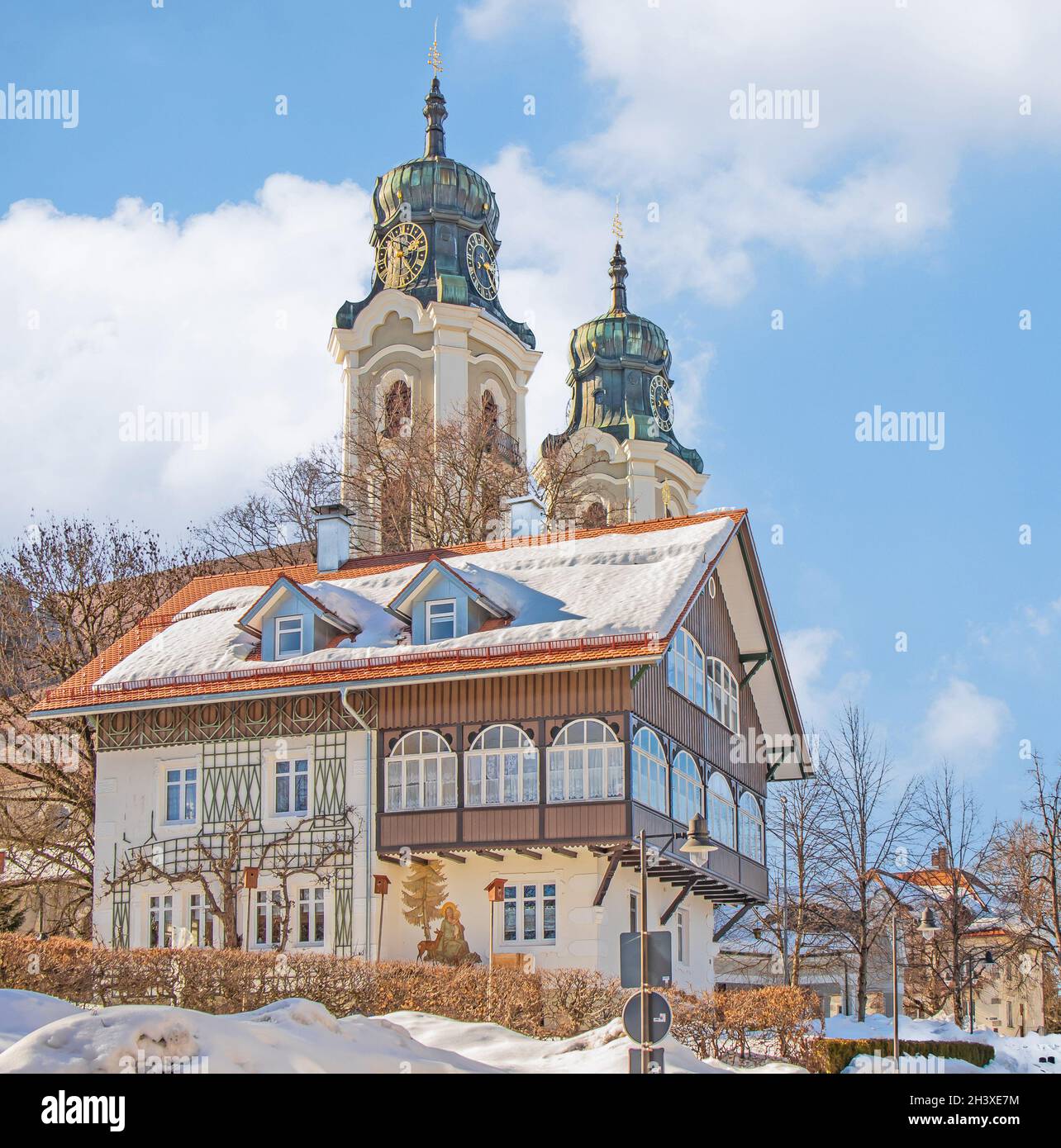 Katholische Pfarrkirche St. Peter und Paul, Lindenberg i. AllgÃ¤U Stockfoto