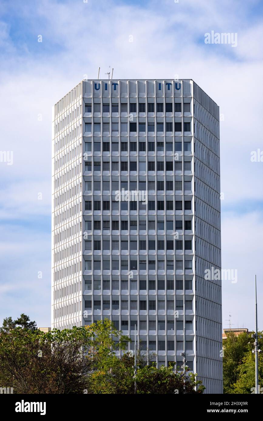 ITU, International Telegraph Union, Tower Building, Place des Nations, Genf, Schweiz Stockfoto