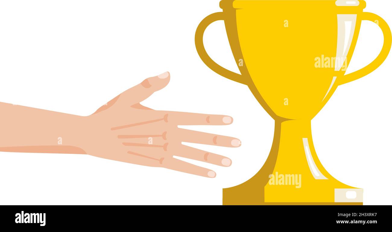 Die Hand greift nach der Vektorgrafik für den goldenen Pokal Sport Award Stock Vektor