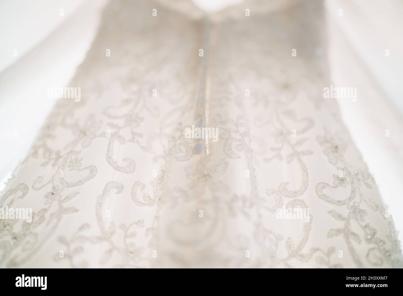 Nahaufnahme der Textur der Brautjungfer Kleid Muster mit geringer Schärfentiefe. Stockfoto