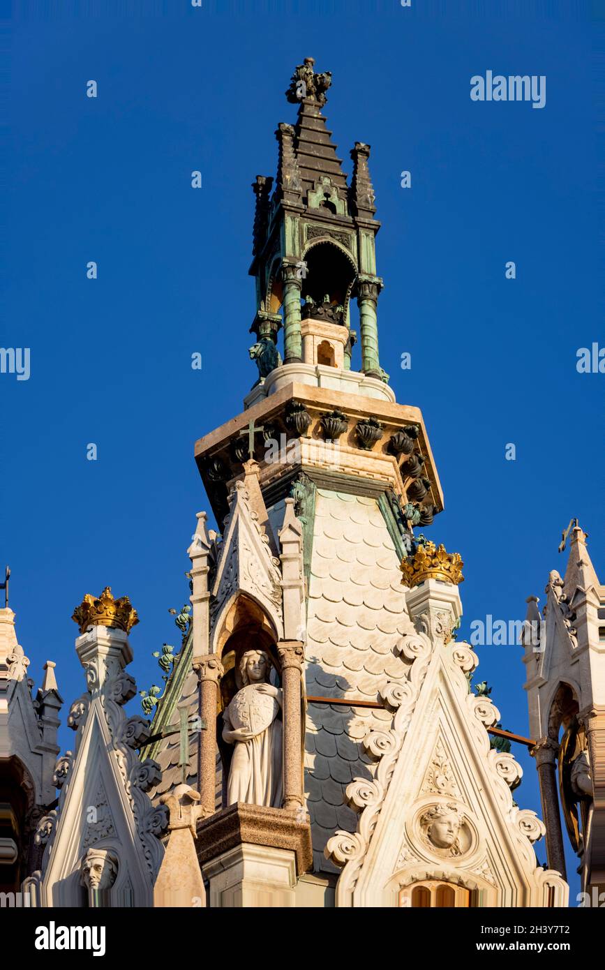 Detail, Brunswick Monument, Mausoleum im gotischen Stil von Karl II., Herzog von Braunschweig, Jardin des Alpes, Genf, Schweiz Stockfoto
