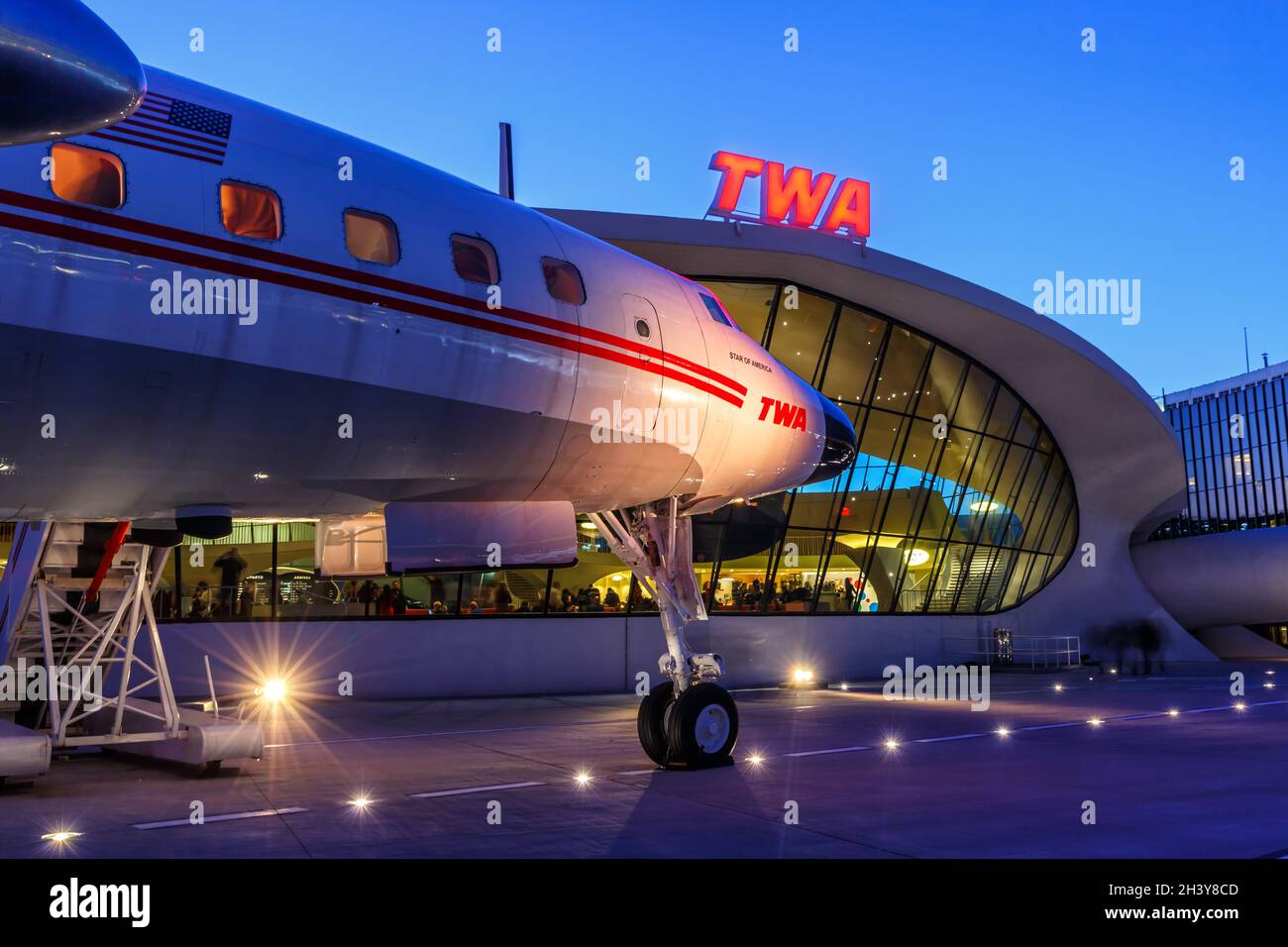 TWA Trans World Airlines Lockheed L1649A Starliner Connie Aircraft New York JFK Airport Stockfoto