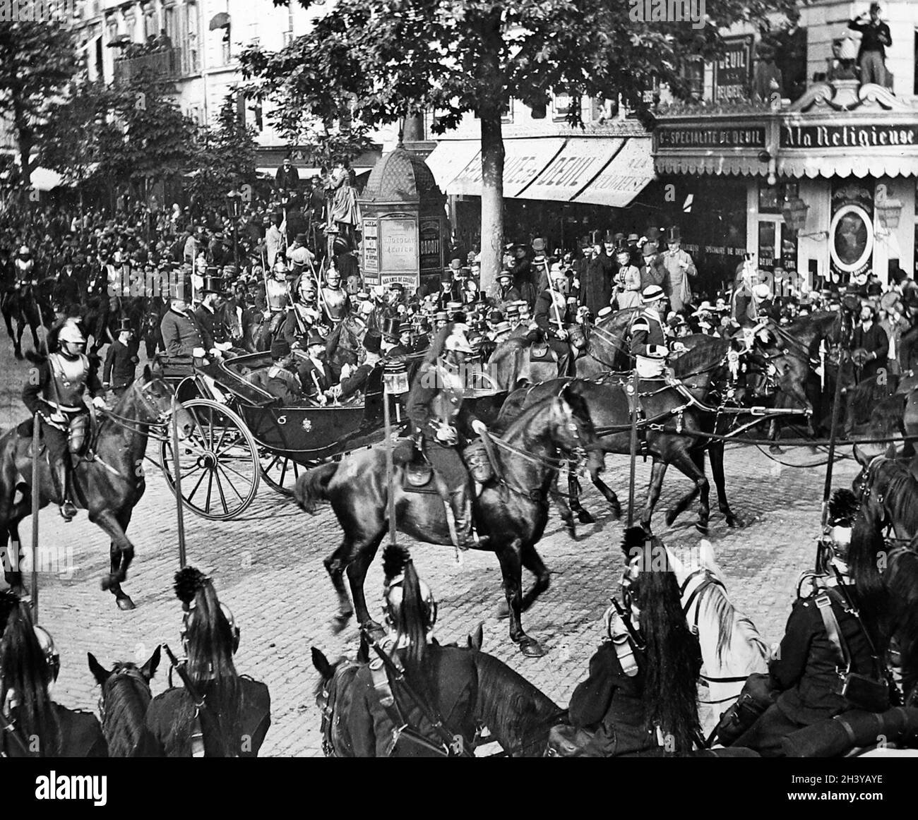 Ankunft des Schahs von Persien, 1889 Exposition Universelle, Paris, Frankreich Stockfoto