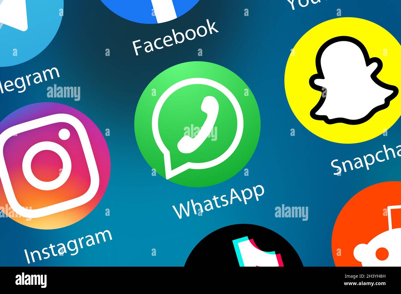 WhatsApp Logo Social Media Icon Social Network im Internet-Hintergrund Stockfoto