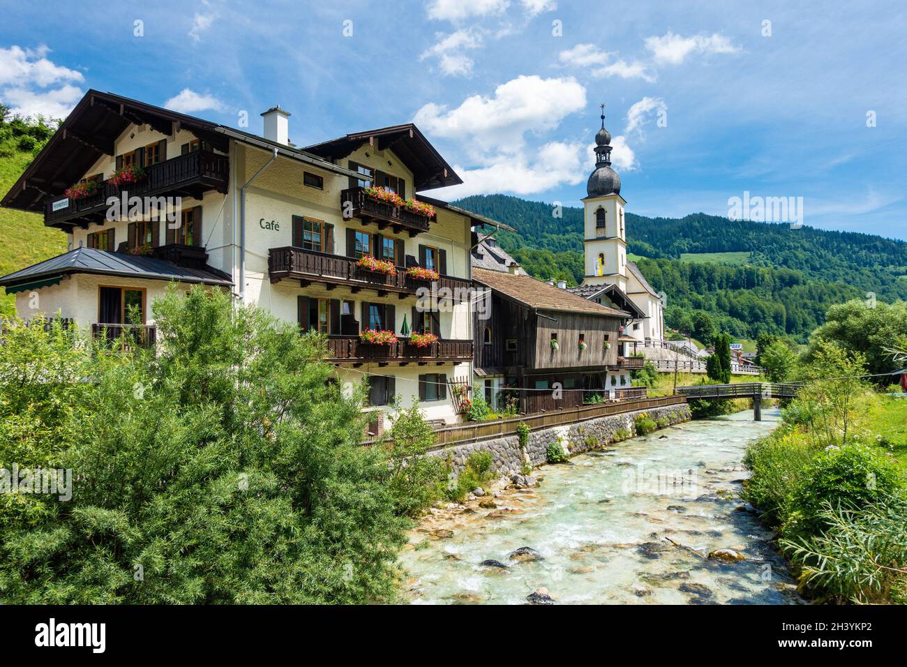Die Au in Ramsau in Berchtesgaden, Oberbayern, Deutschland Stockfoto