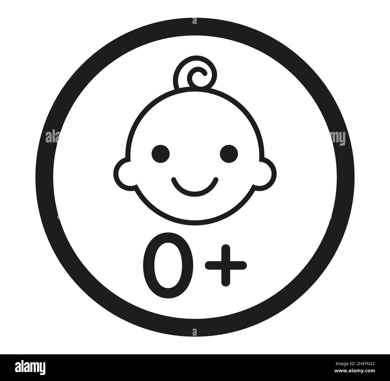 Für neugeborene Kinder Aufkleber unterschreiben. Null Plus. Vektordesign-Element. Stock Vektor