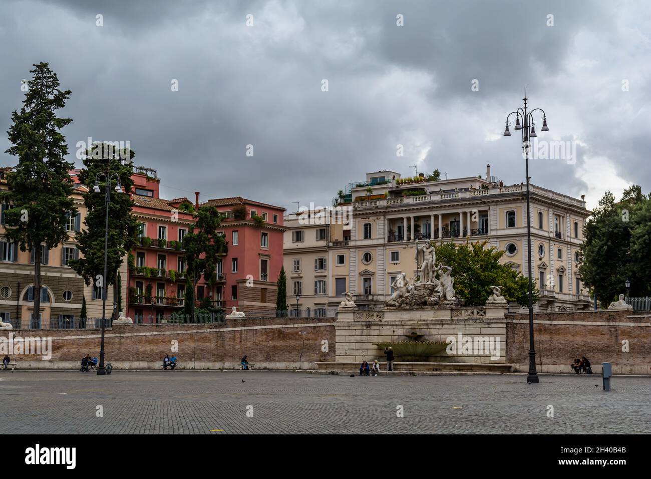 Rom - Piazza del Popolo, die Pincio-Gärten und die Villa Borghese Stockfoto