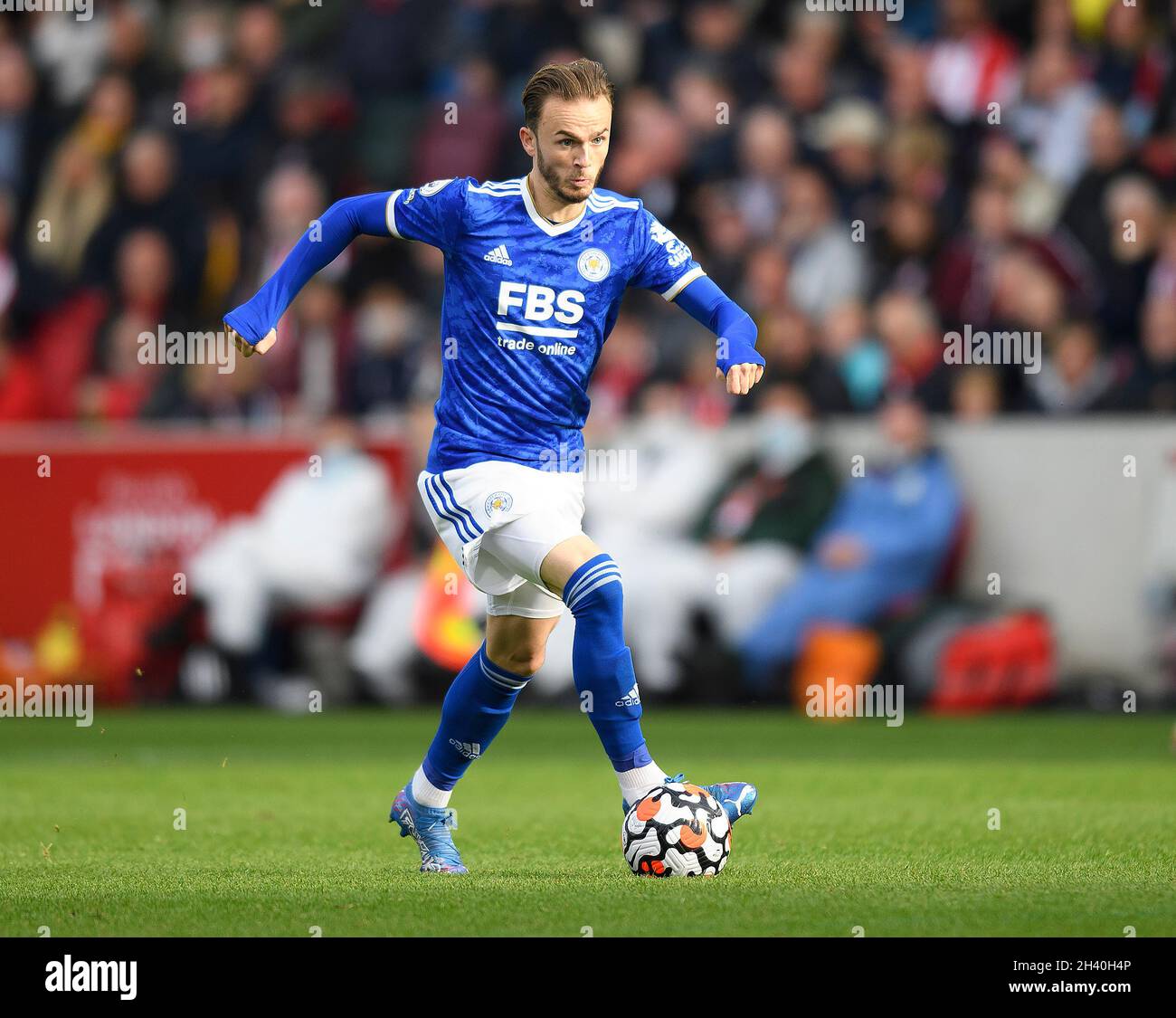 James Maddison von Leicester City während des Spiels im Brentford Community Stadium. Bild Mark Pain/Alamy Stockfoto