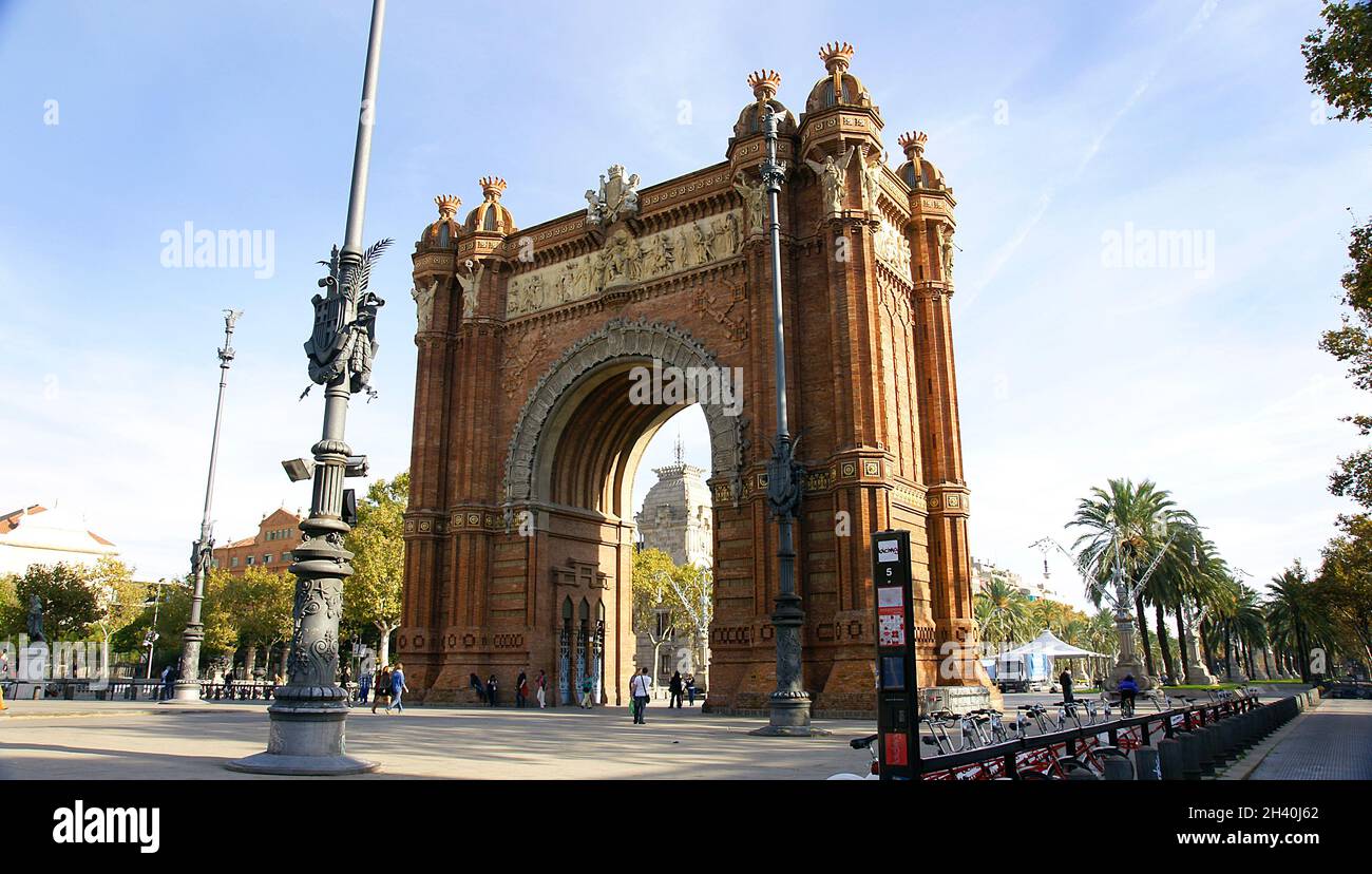 Promenade des Triumphbogens mit Denkmal in Barcelona, Katalonien, Spanien, Europa Stockfoto