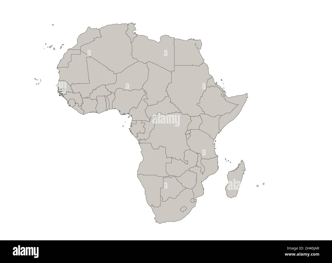 Afrika-Karte, einzelne Staaten, leer Stockfoto