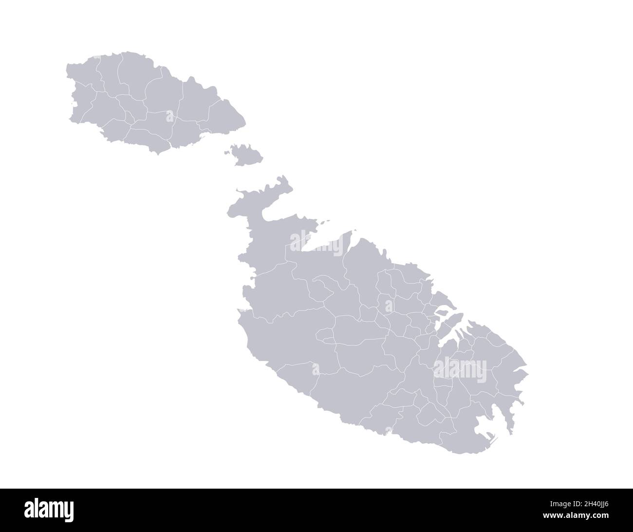 Infografiken der Malta-Karte, einzelne Regionen, leer Stockfoto